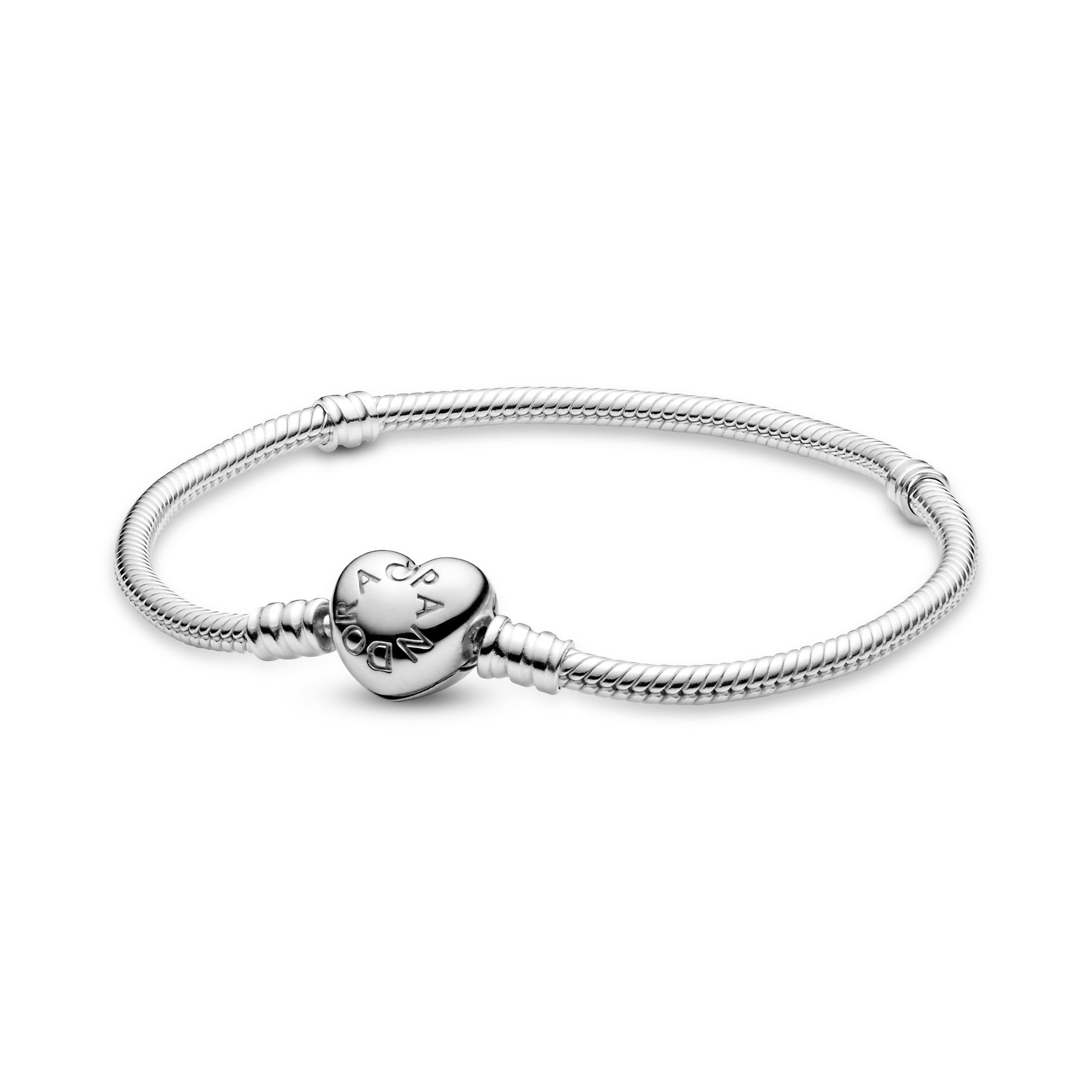 PANDORA Moments Heart Clasp Snake Chain Bracelet Sterling Silver Love Bracelets Jewelry Gift