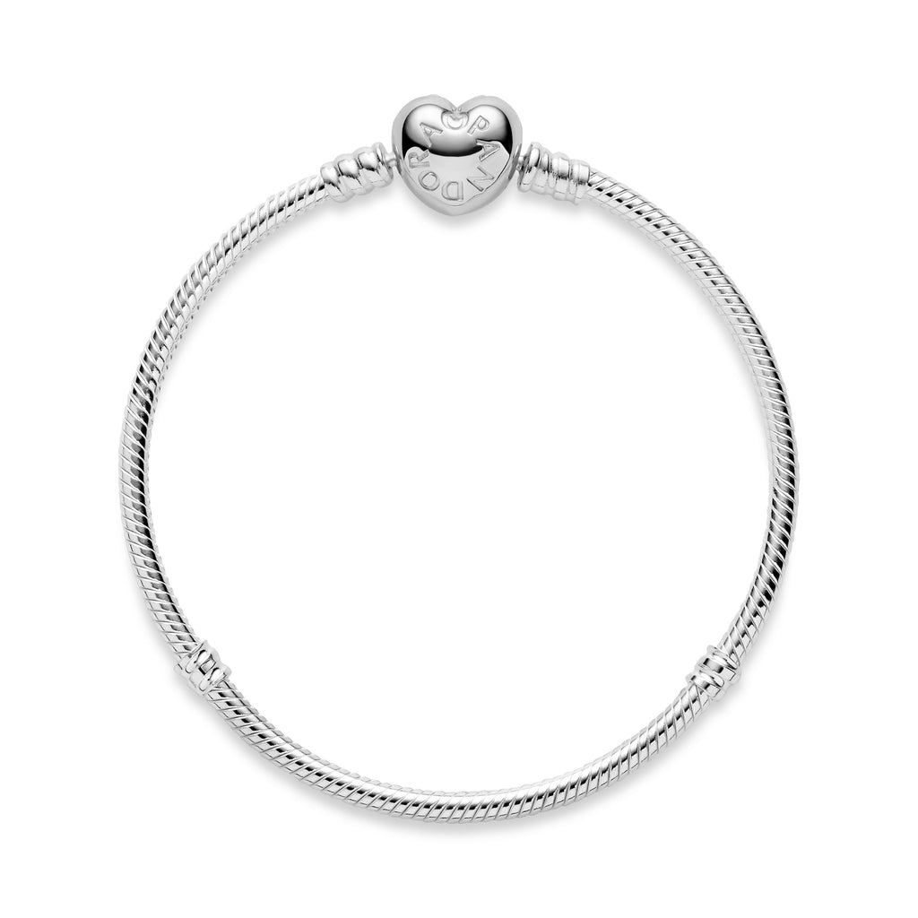PANDORA Moments Heart Clasp Snake Chain Bracelet Sterling Silver Love Bracelets Jewelry Gift
