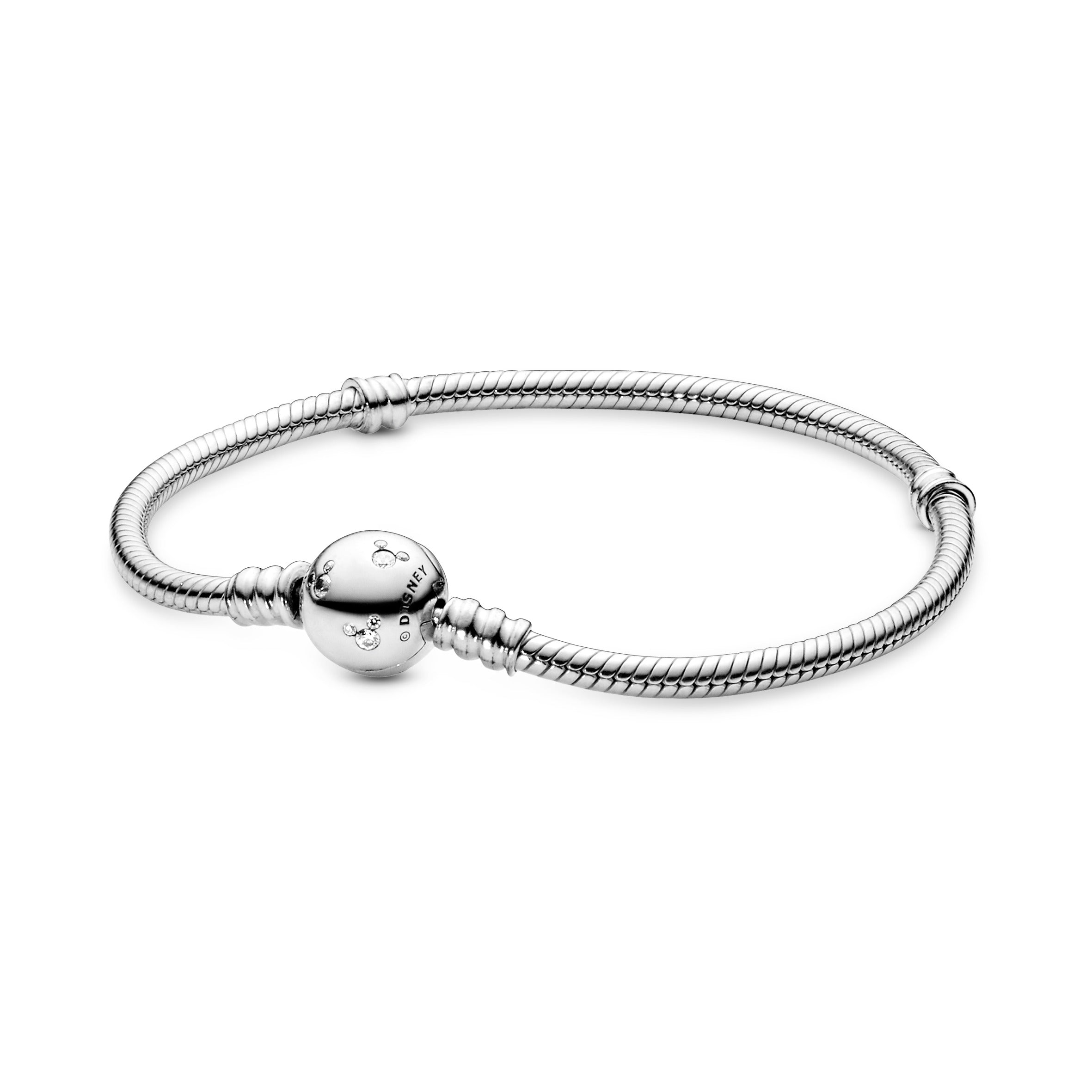 Disney PANDORA Moments Sparkling Mickey Mouse Snake Chain Bracelet Cubic Zirconia Silver Disney X PANDORA Bracelets Jewelry Gift