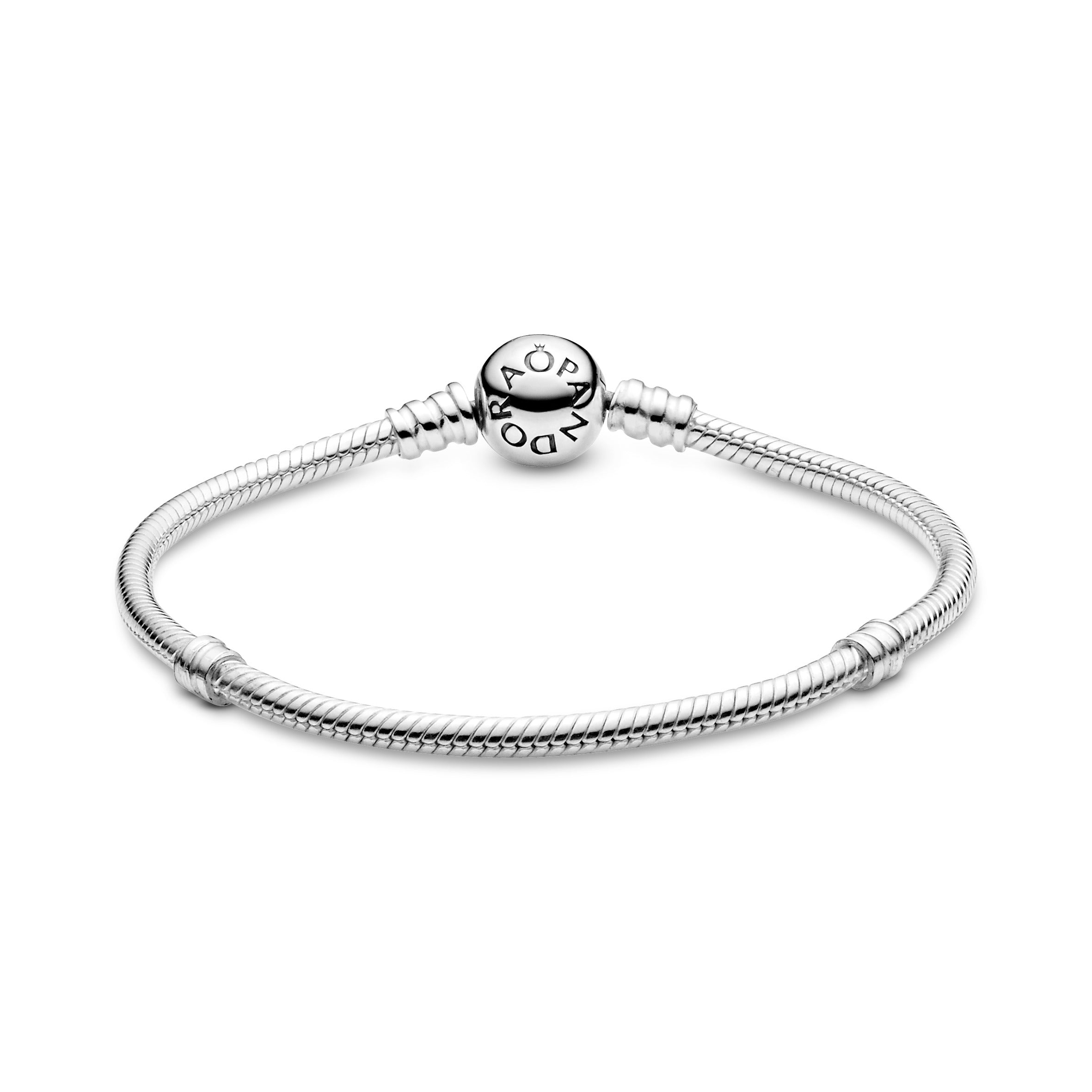 PANDORA Moments Sparkling Heart Clasp Snake Chain Bracelet Cubic Zirconia Silver Love Bracelets Jewelry Gift