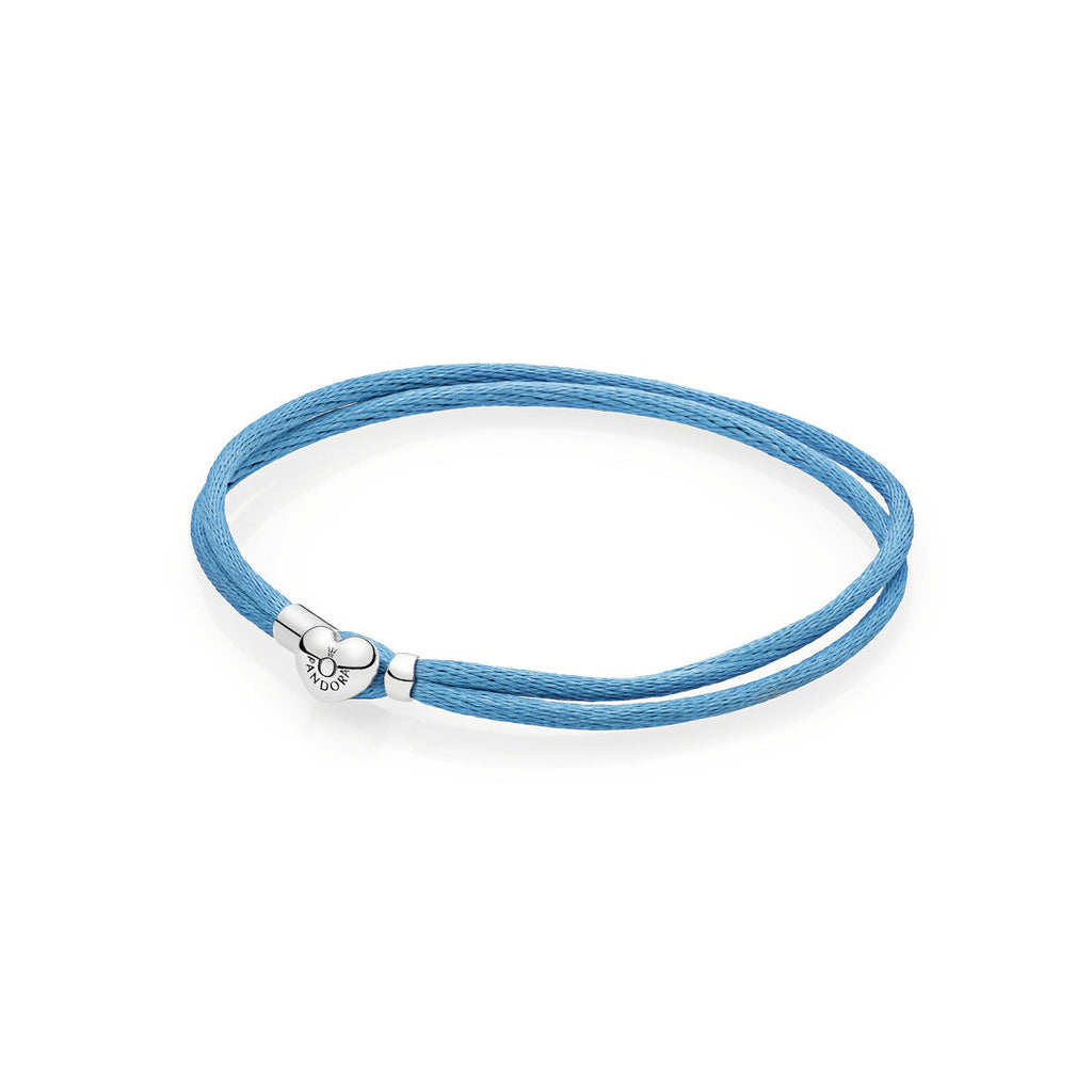 PANDORA Moments Fabric Cord Bracelet Turquoise Sterling Silver Teal Bracelets Chain Bracelet Jewelry Gift