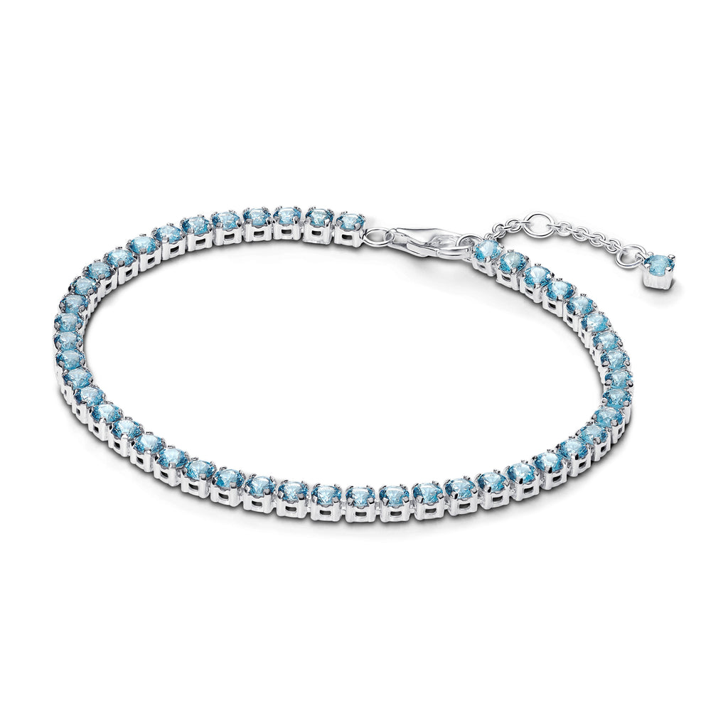 PANDORA Sparkling Light Blue Tennis Bracelet Man Made Crystal Colour And Sparkle Bracelets Chain Bracelet Jewelry Gift