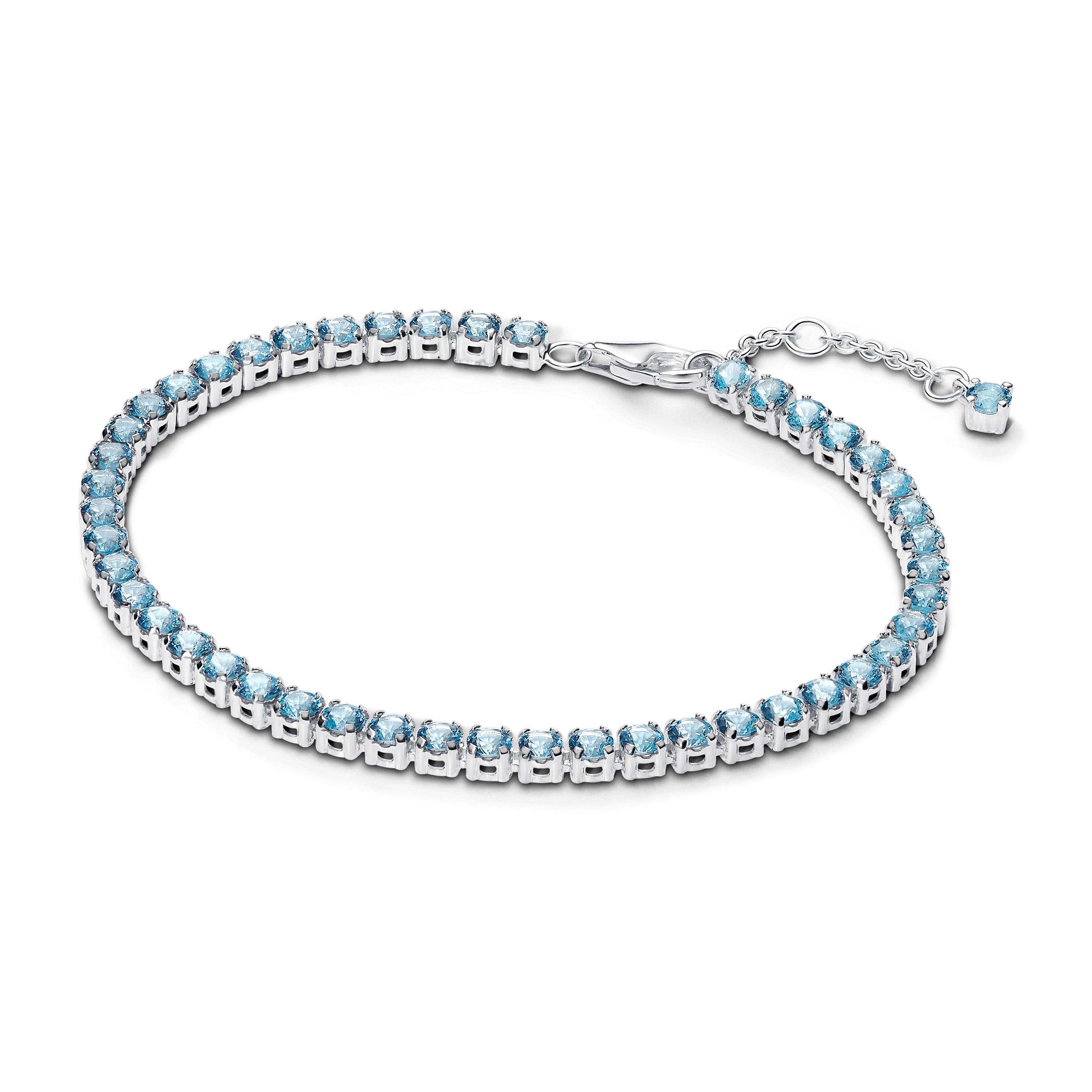PANDORA Sparkling Light Blue Tennis Bracelet Man Made Crystal Colour And Sparkle Bracelets Chain Bracelet Jewelry Gift