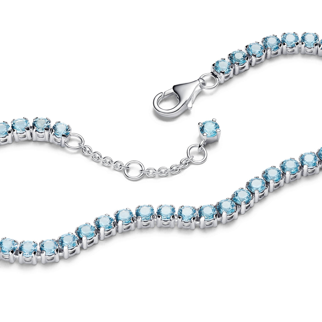 PANDORA Sparkling Light Blue Tennis Bracelet Man Made Crystal Colour And Sparkle Bracelets Chain Bracelet Jewelry Gift