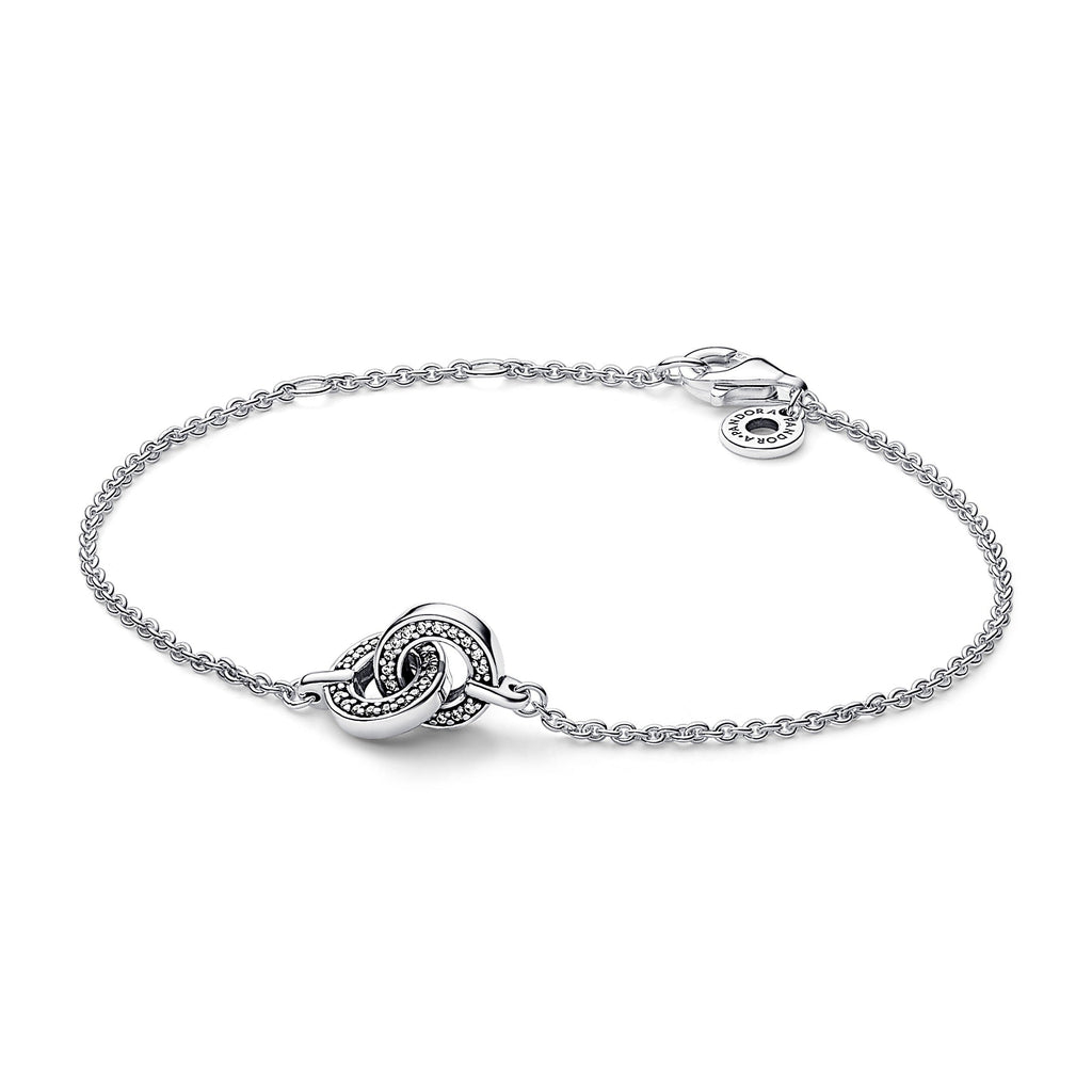 PANDORA Signature Intertwined Pavé Chain Bracelet Cubic Zirconia Silver Bracelets Jewelry Gift
