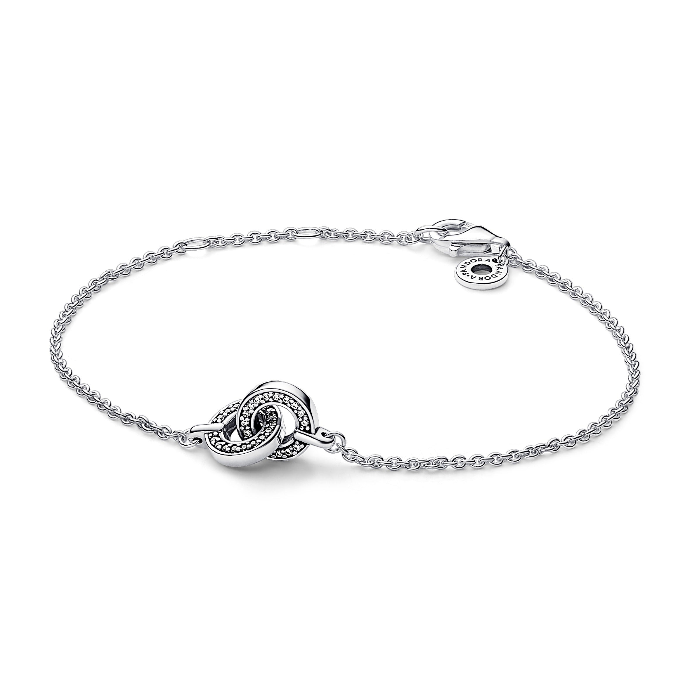 PANDORA Signature Intertwined Pavé Chain Bracelet Cubic Zirconia Silver Bracelets Jewelry Gift
