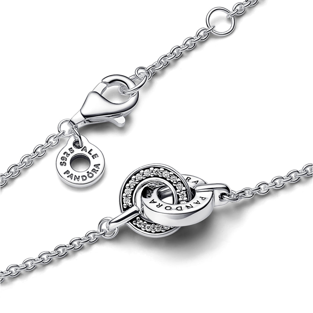 PANDORA Signature Intertwined Pavé Chain Bracelet Cubic Zirconia Silver Bracelets Jewelry Gift