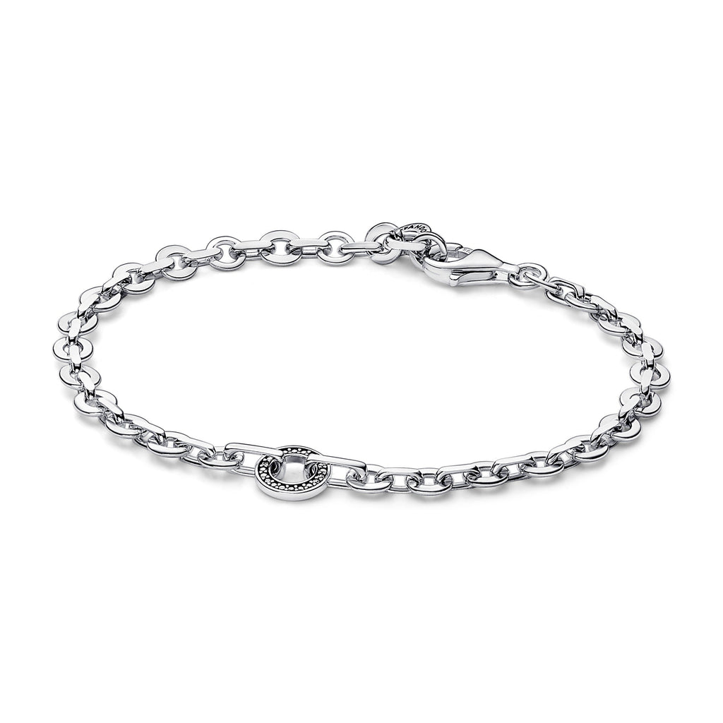 PANDORA Signature Pavé Bold Chain Bracelet Cubic Zirconia Silver Bracelets Jewelry Gift