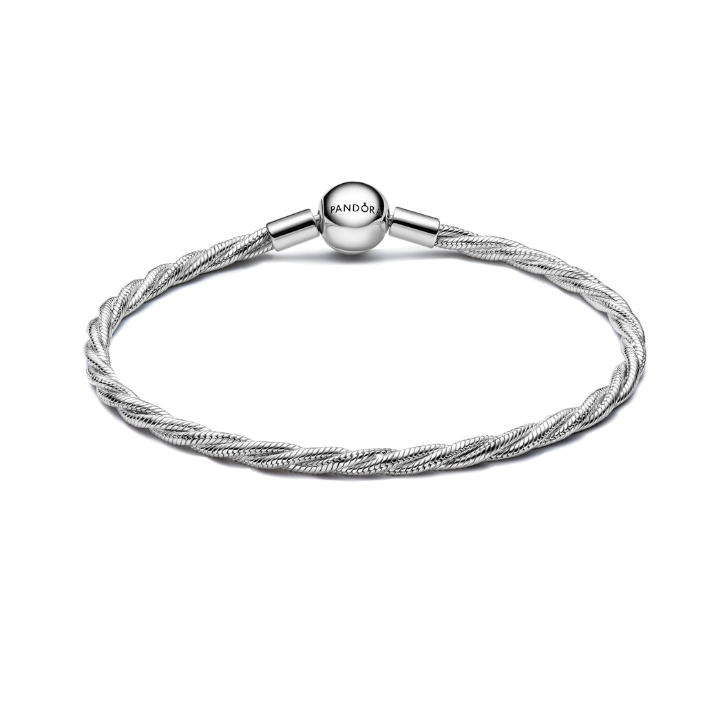 Round PANDORA Clasp Twisted Snake Chain Sterling Silver Bracelets Chain Bracelet Jewelry Gift