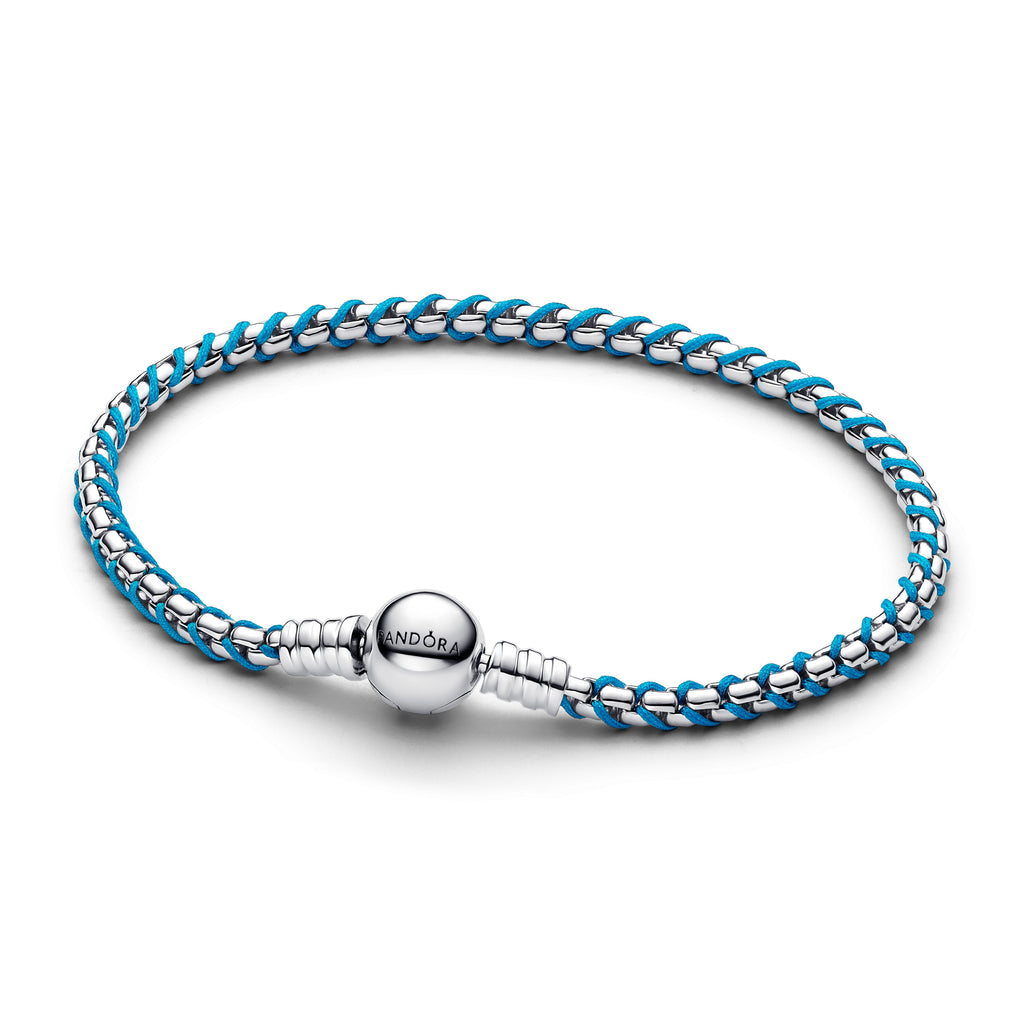 PANDORA Blue Cord Snake Chain Bracelet Sterling Silver Summer Bracelets Jewelry Gift