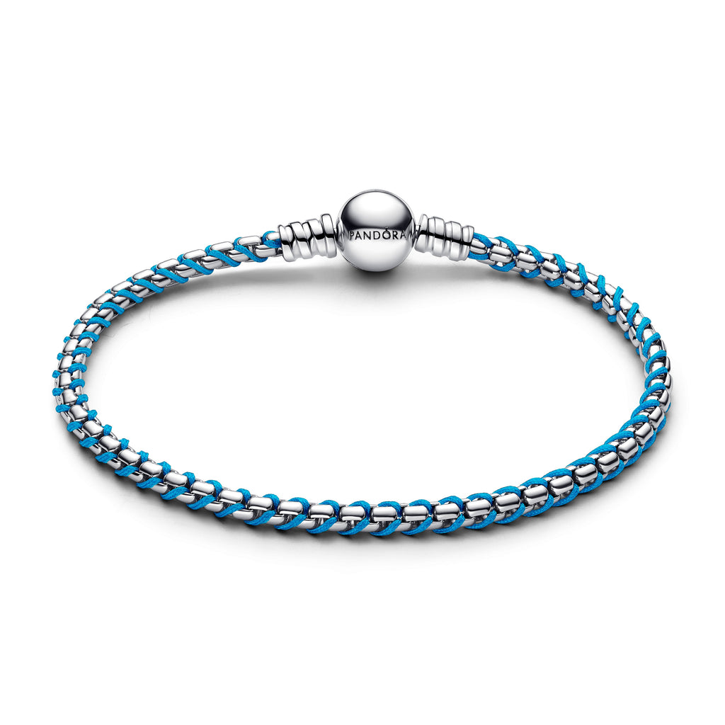 PANDORA Blue Cord Snake Chain Bracelet Sterling Silver Summer Bracelets Jewelry Gift