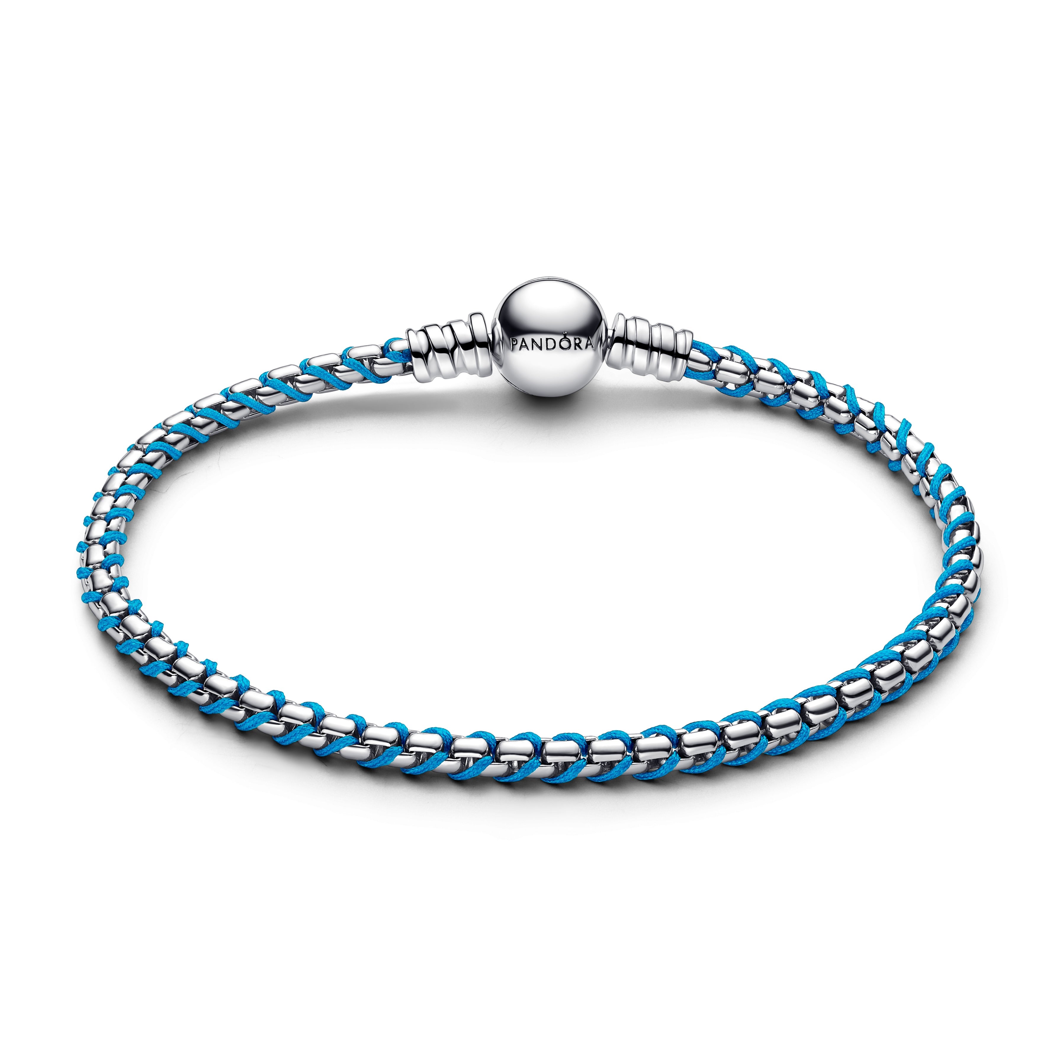 PANDORA Blue Cord Snake Chain Bracelet Sterling Silver Summer Bracelets Jewelry Gift