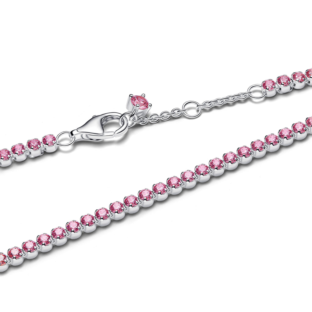 PANDORA Pink Small Tennis Bracelet Cubic Zirconia Bracelets Chain Bracelet Jewelry Gift