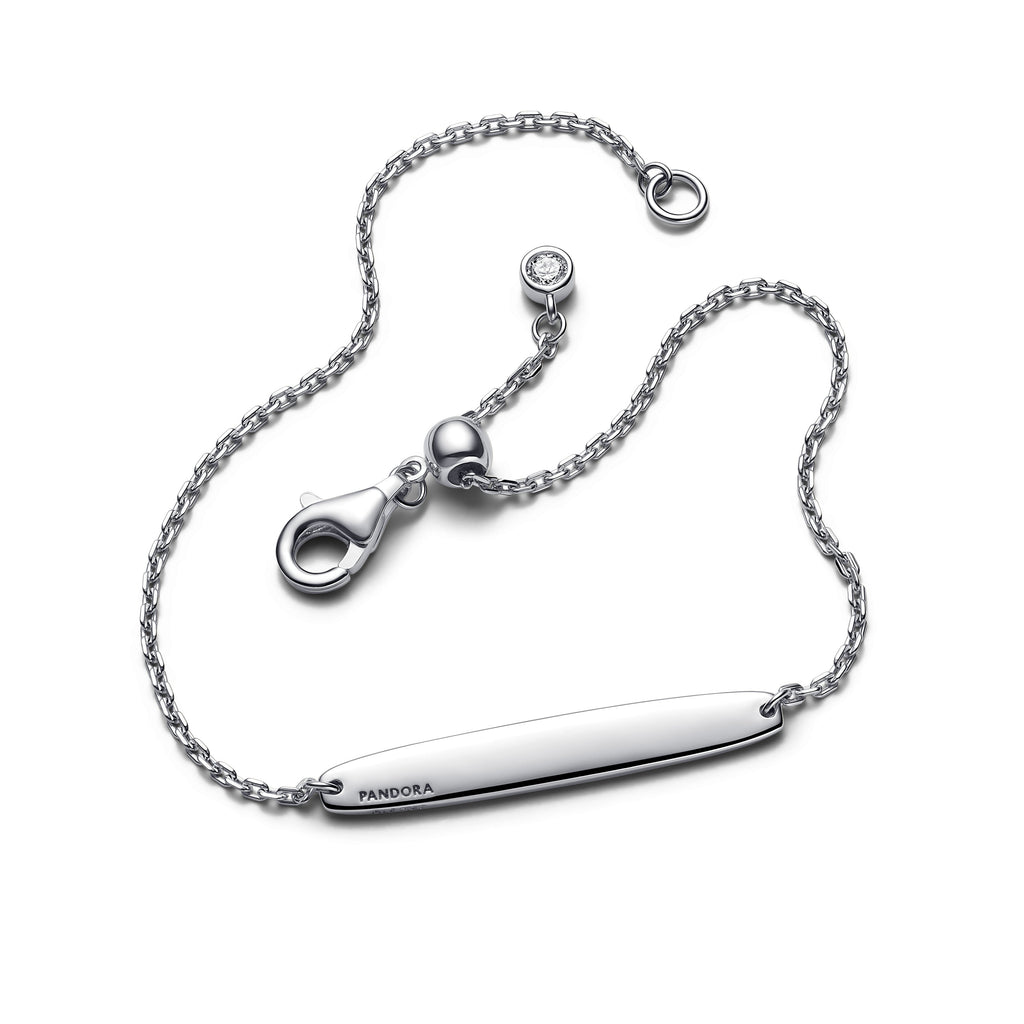 PANDORA Engravable Bar Chain Bracelet Cubic Zirconia Bracelets Jewelry Gift