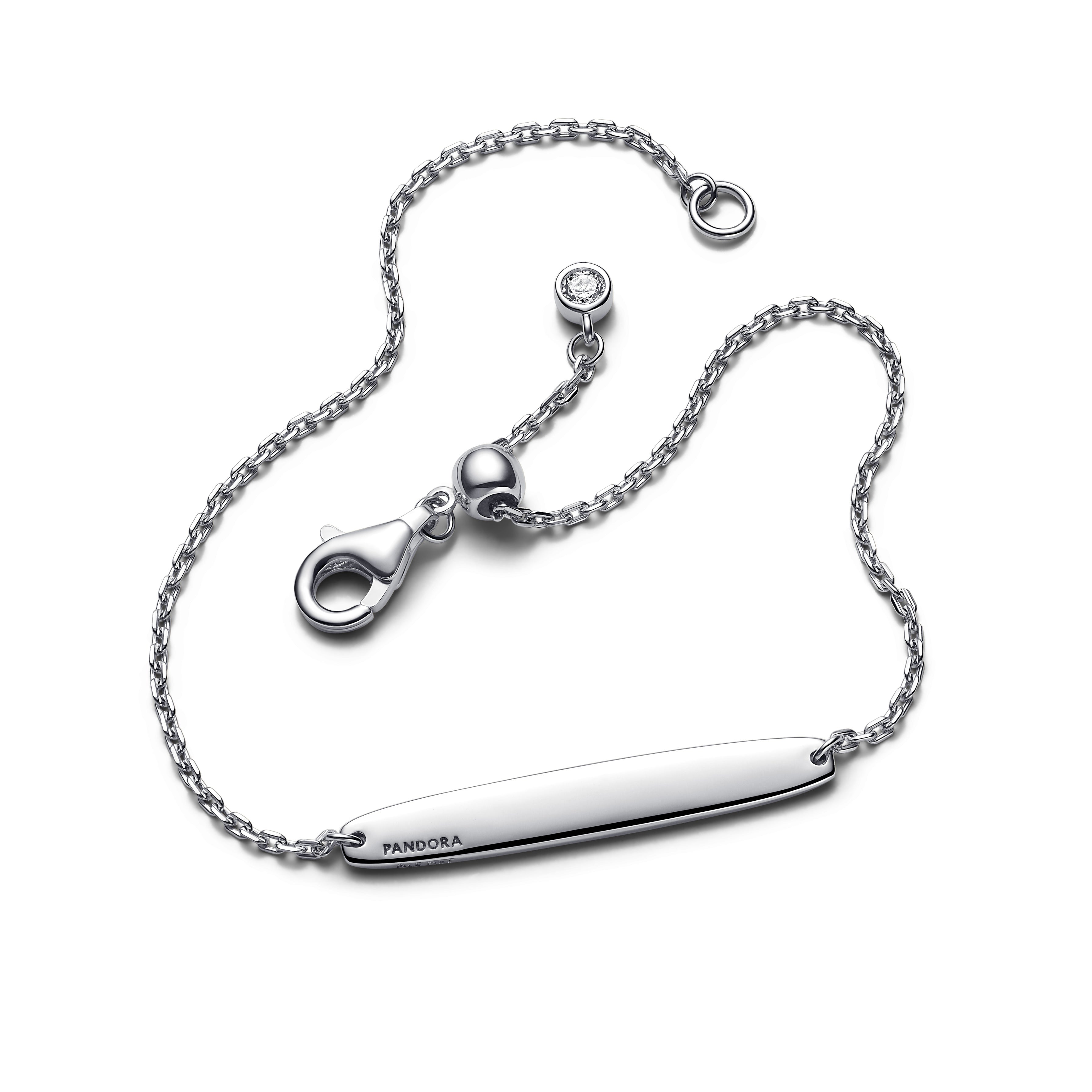 PANDORA Engravable Bar Chain Bracelet Cubic Zirconia Bracelets Jewelry Gift