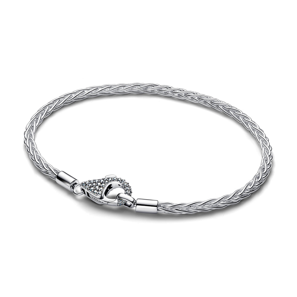 PANDORA Pavé Clasp Foxtail Chain Charm Bracelet Cubic Zirconia Bracelets Bracelet Charm Jewelry Gift