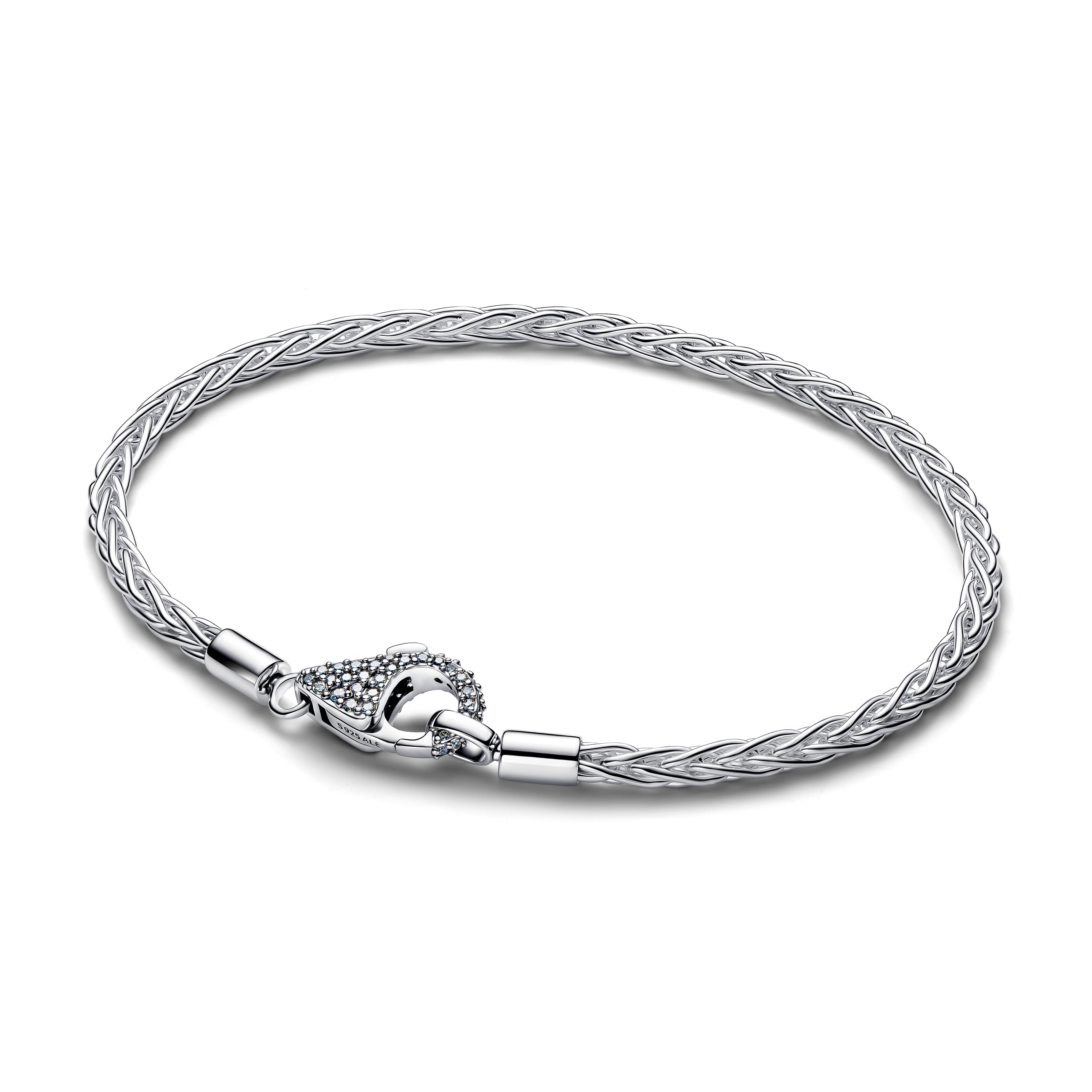 PANDORA Pavé Clasp Foxtail Chain Charm Bracelet Cubic Zirconia Bracelets Bracelet Charm Jewelry Gift