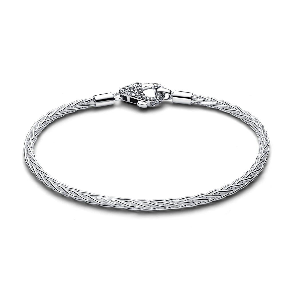 PANDORA Pavé Clasp Foxtail Chain Charm Bracelet Cubic Zirconia Bracelets Bracelet Charm Jewelry Gift
