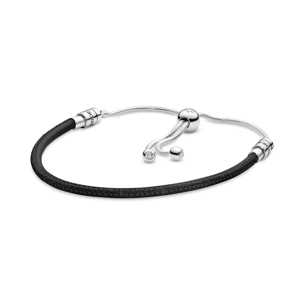PANDORA Moments Black Leather Slider Bracelet Bracelets Chain Bracelet Jewelry Gift