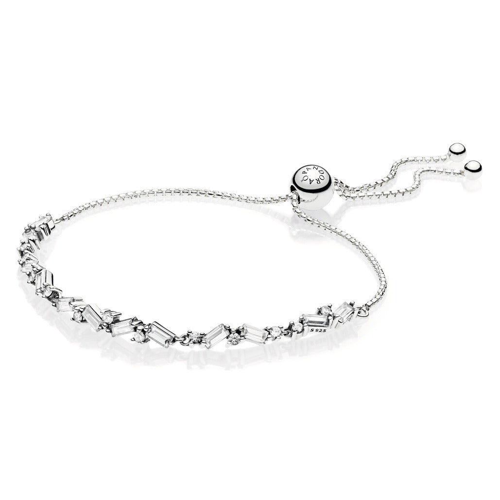 PANDORA Sparkling Ice Cube Slider Tennis Bracelet Cubic Zirconia Silver Weddings Bracelets Chain Bracelet Jewelry Gift