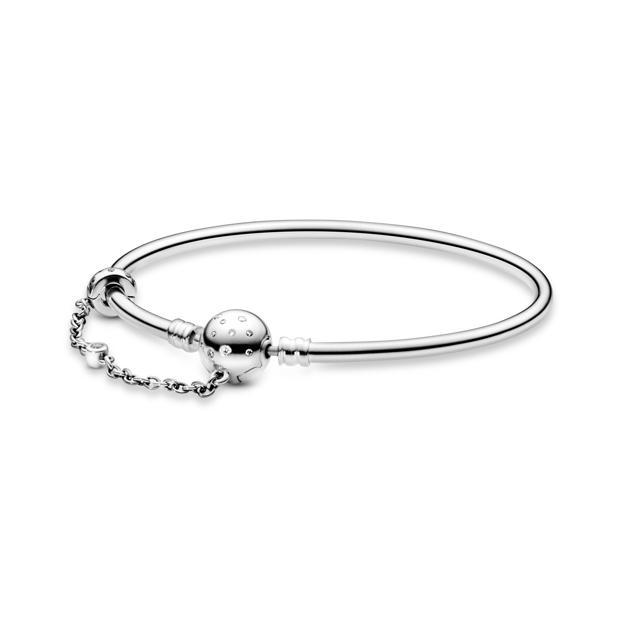 PANDORA Moments Chain Clasp One In A Million Bangle Cubic Zirconia Silver Bracelets Chain Bracelet Jewelry Gift