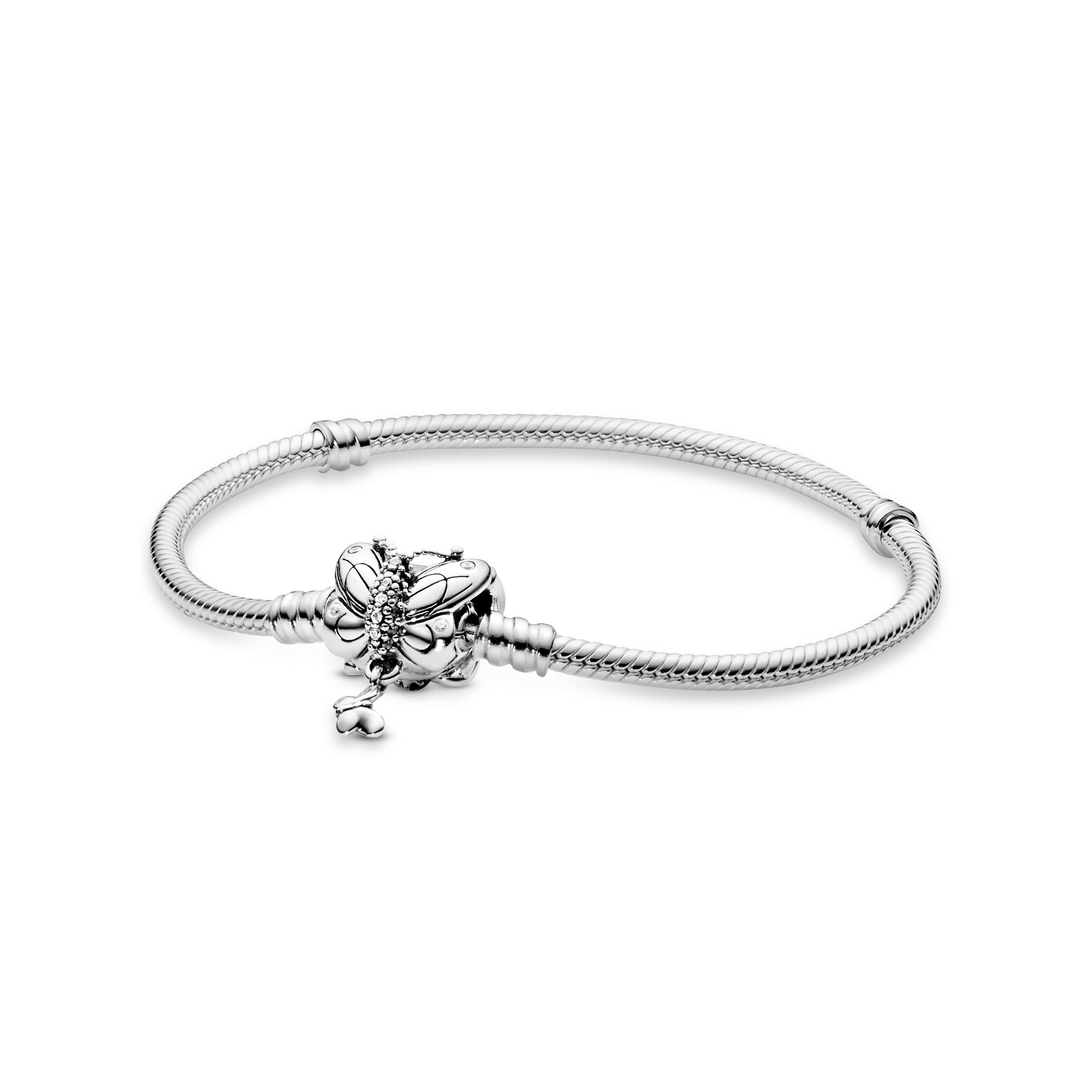 PANDORA Moments Butterfly Clasp Snake Chain Bracelet Cubic Zirconia Silver Animals Bracelets Jewelry Gift
