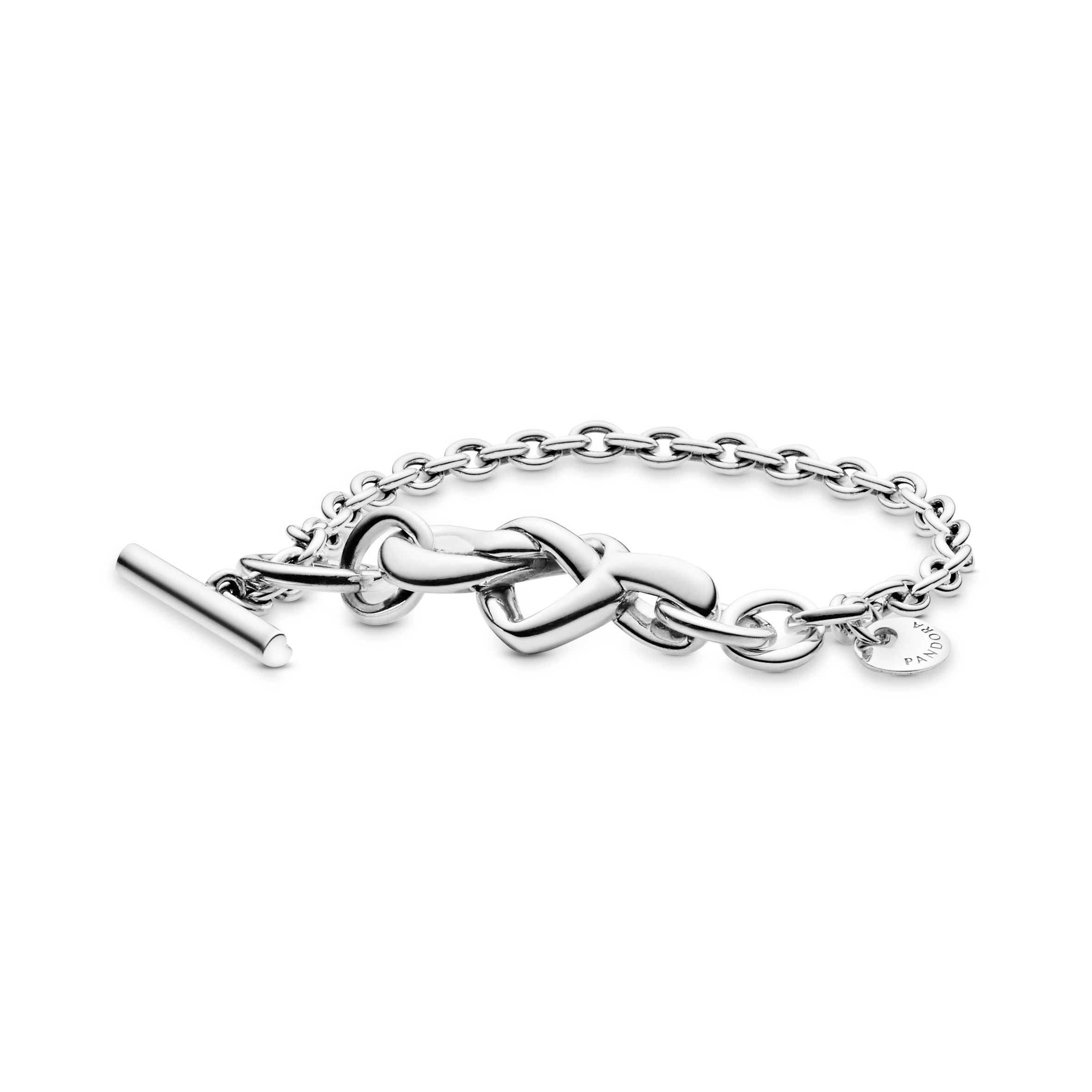 PANDORA Knotted Heart T-Bar Bracelet Sterling Silver Bracelets Chain Bracelet Jewelry Gift