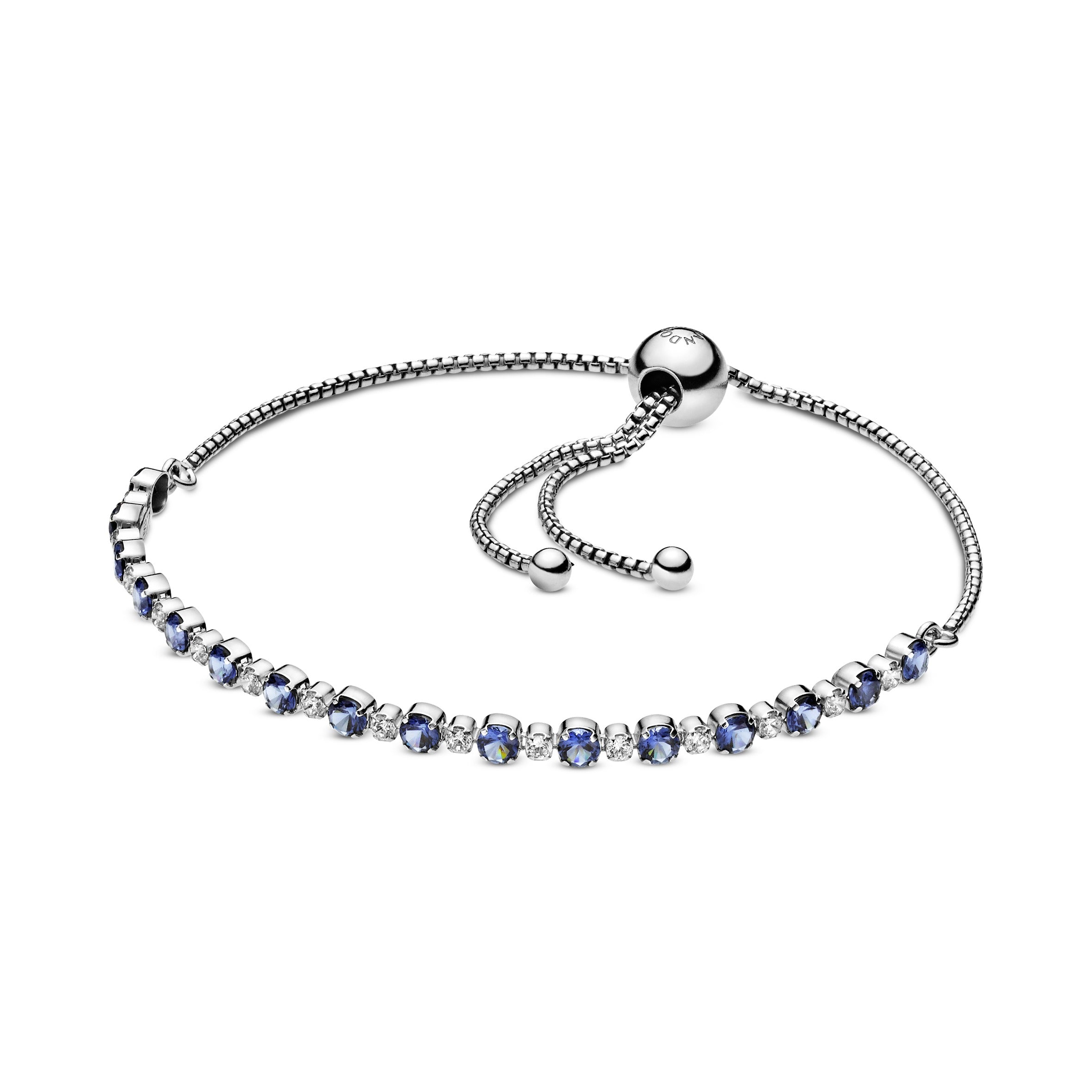 PANDORA Blue And Clear Sparkle Slider Bracelet Cubic Zirconia Weddings Bracelets Chain Bracelet Jewelry Gift