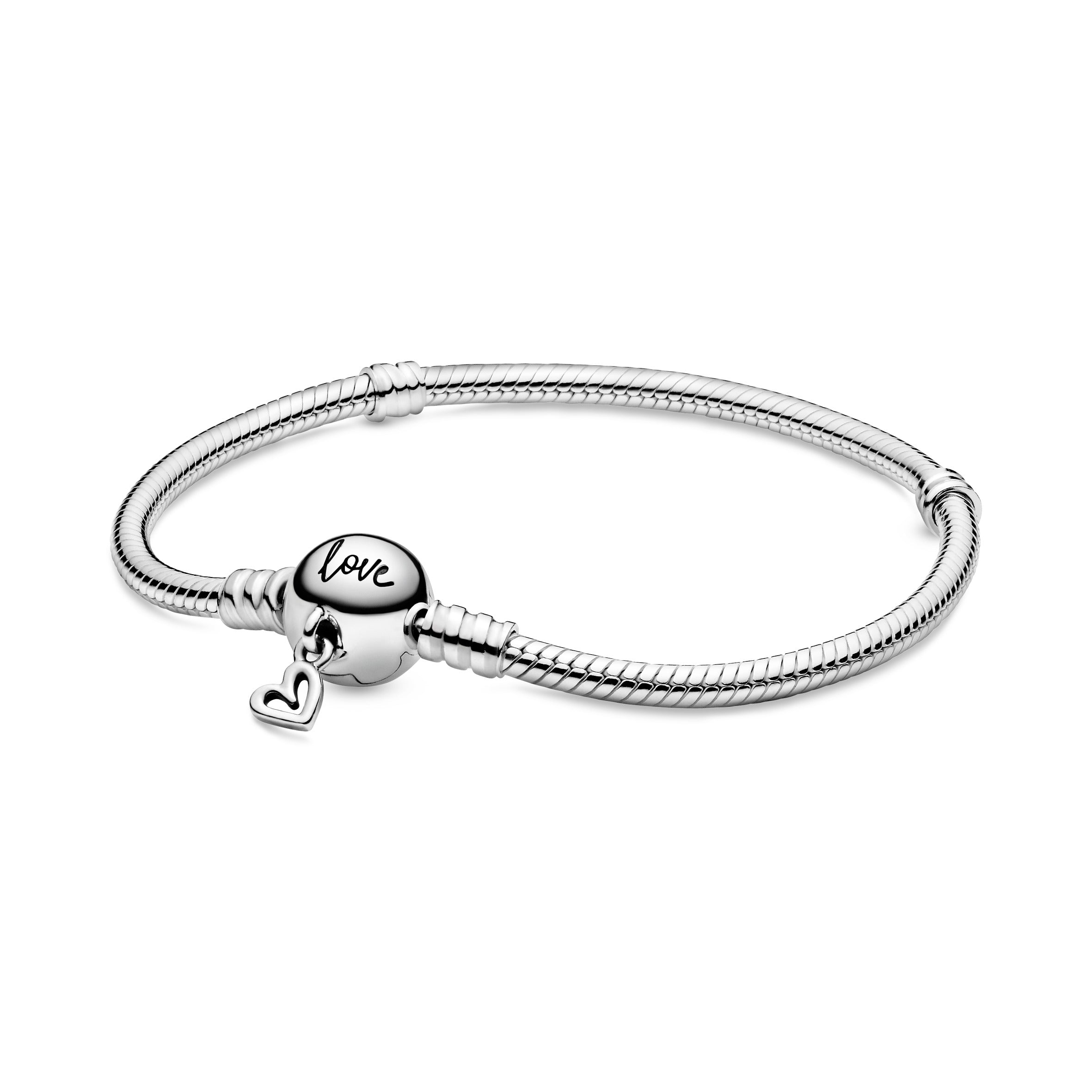 PANDORA Moments Freehand Heart Clasp Snake Chain Bracelet Sterling Silver Love Bracelets Jewelry Gift
