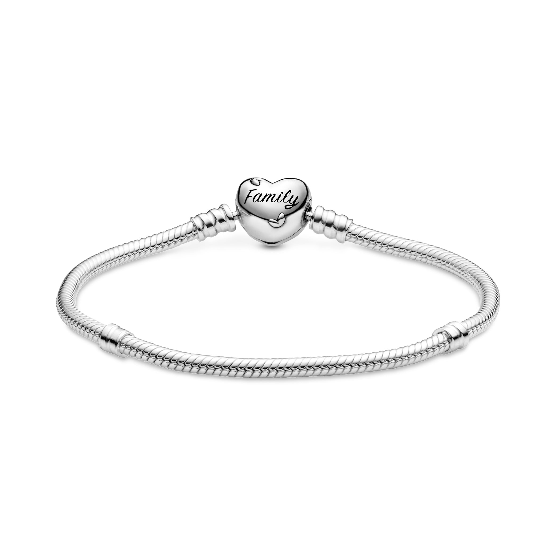 PANDORA Moments Family Tree Heart Clasp Snake Chain Bracelet Cubic Zirconia Silver Bracelets Jewelry Gift