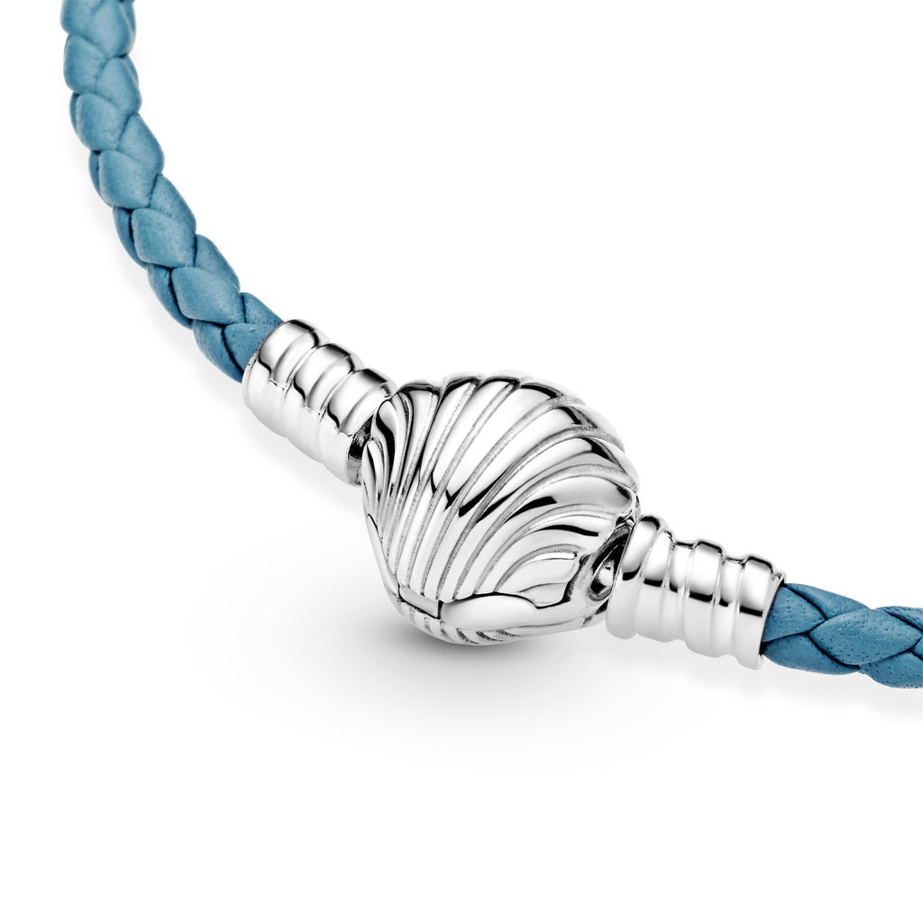 PANDORA Moments Seashell Clasp Turquoise Braided Leather Bracelet Bracelets Chain Bracelet Jewelry Gift