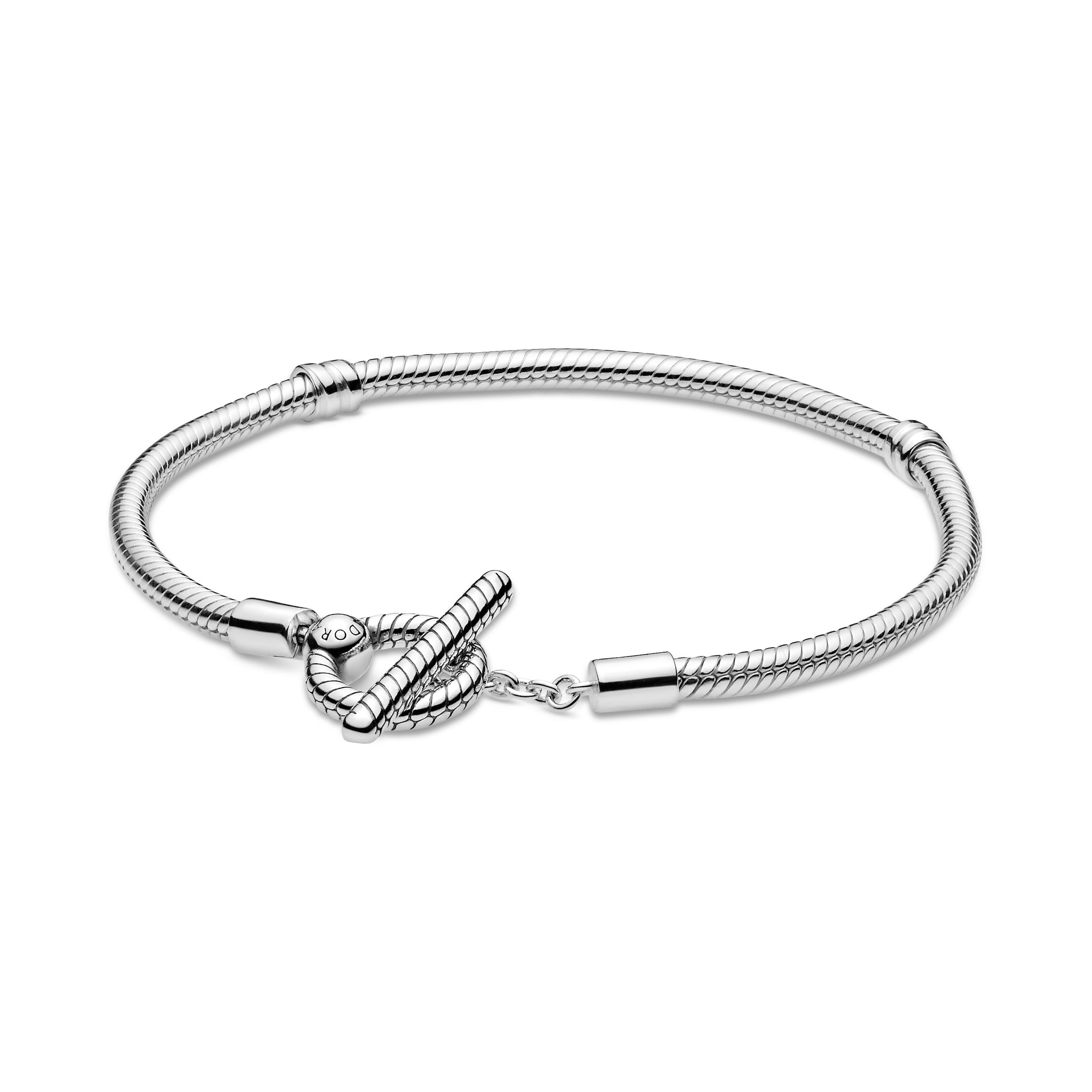 PANDORA Moments T-Bar Snake Chain Bracelet Sterling Silver Bracelets Jewelry Gift