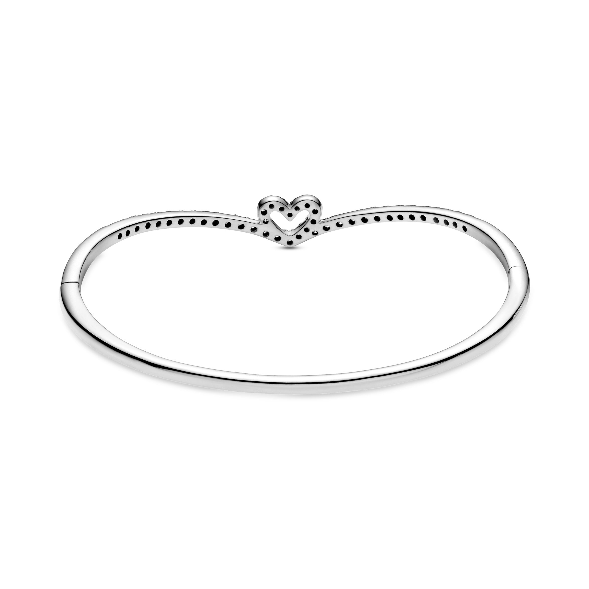 PANDORA Sparkling Wishbone Heart Bangle Cubic Zirconia Charms Bracelet Charm Jewelry Gift