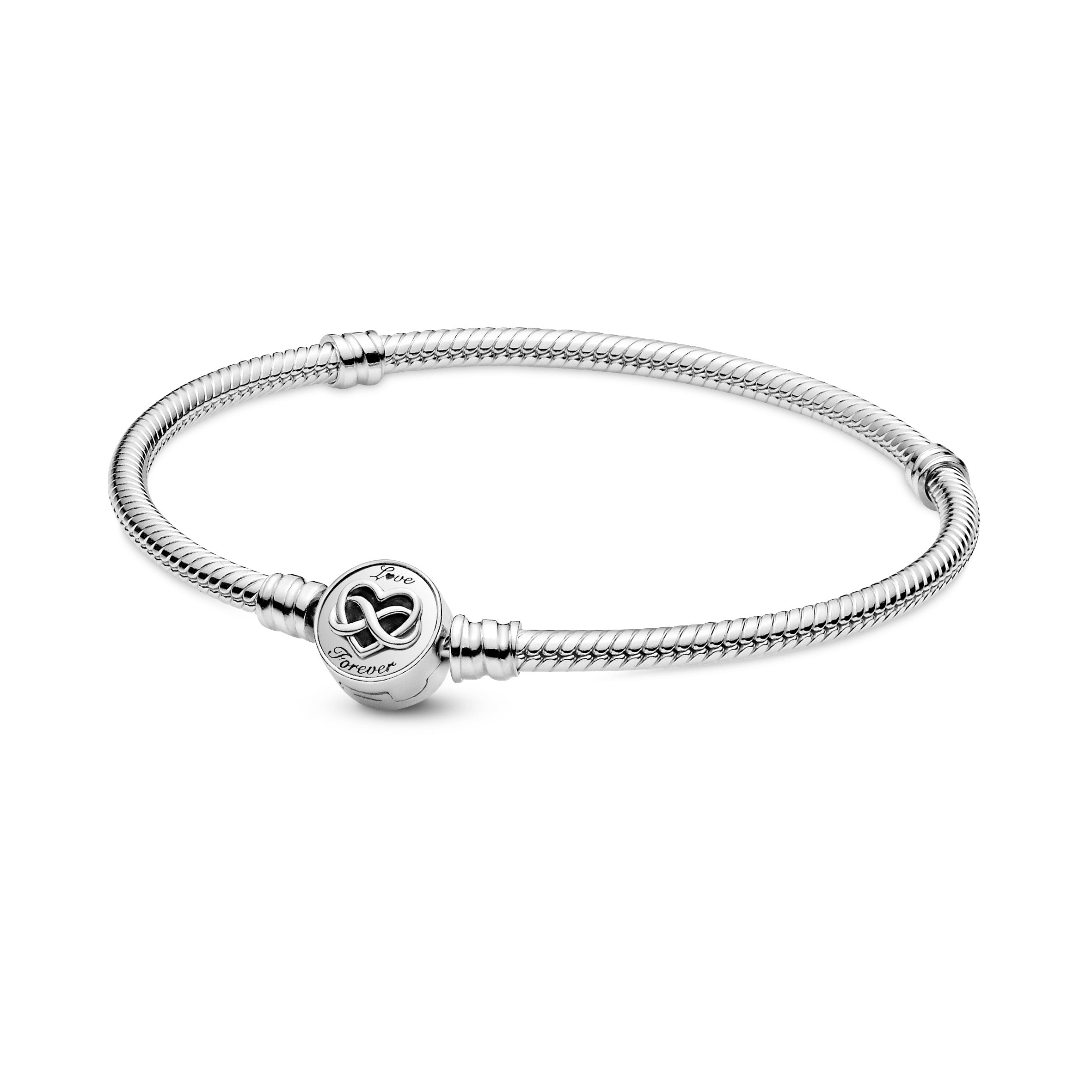 PANDORA Moments Heart Infinity Clasp Snake Chain Bracelet Sterling Silver Bracelets Jewelry Gift
