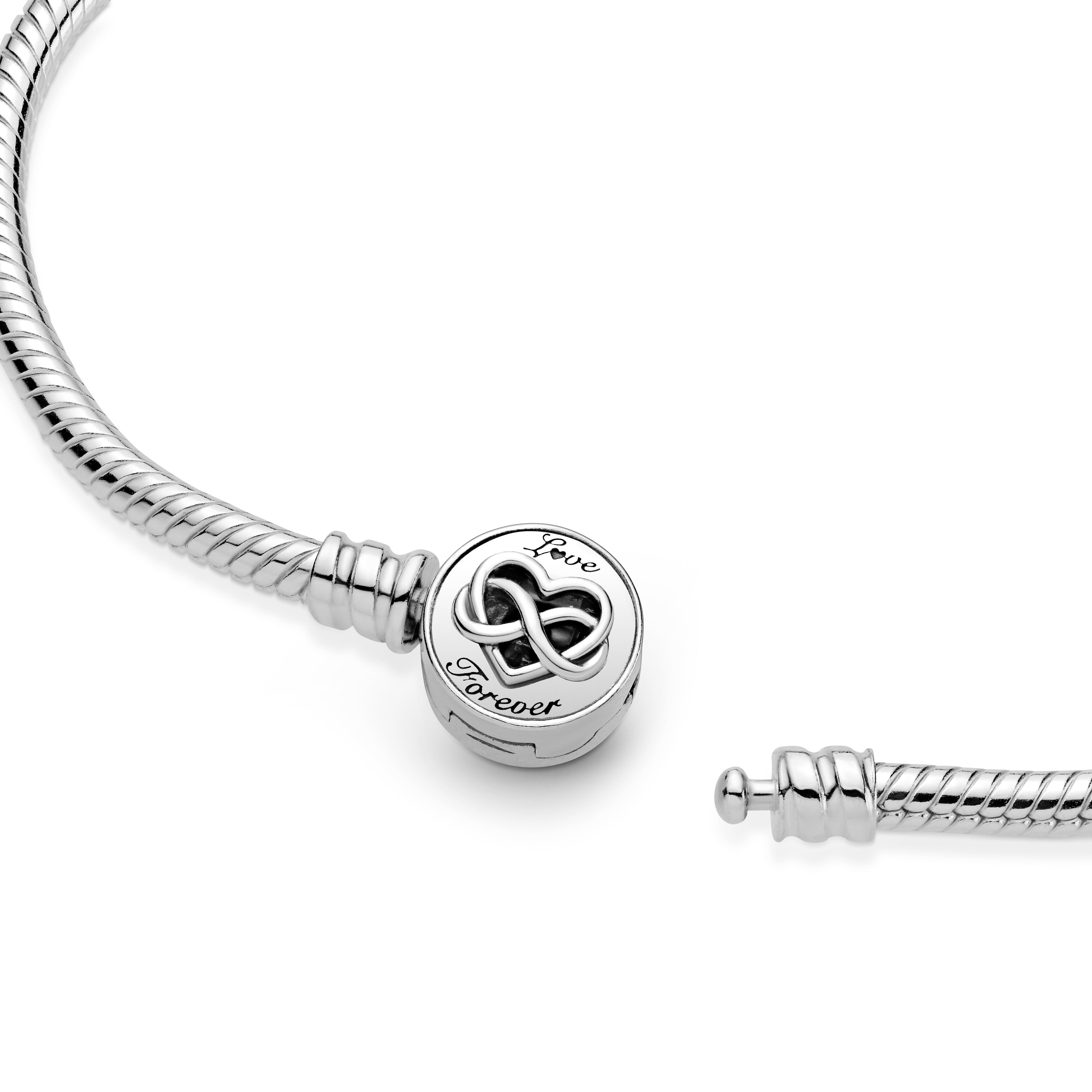 PANDORA Moments Heart Infinity Clasp Snake Chain Bracelet Sterling Silver Bracelets Jewelry Gift