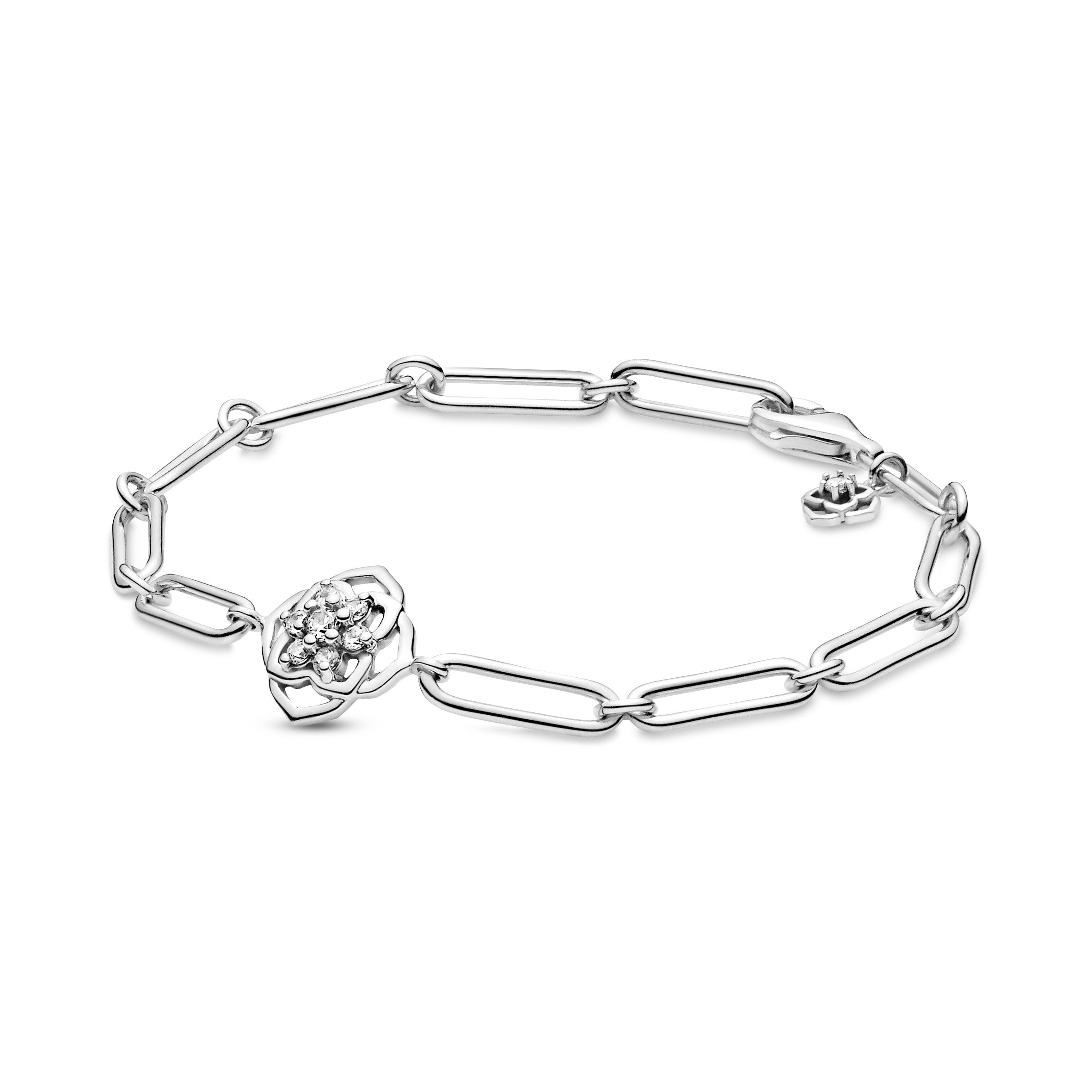 PANDORA Rose Petals Link Bracelet Cubic Zirconia Weddings Bracelets Chain Bracelet Jewelry Gift
