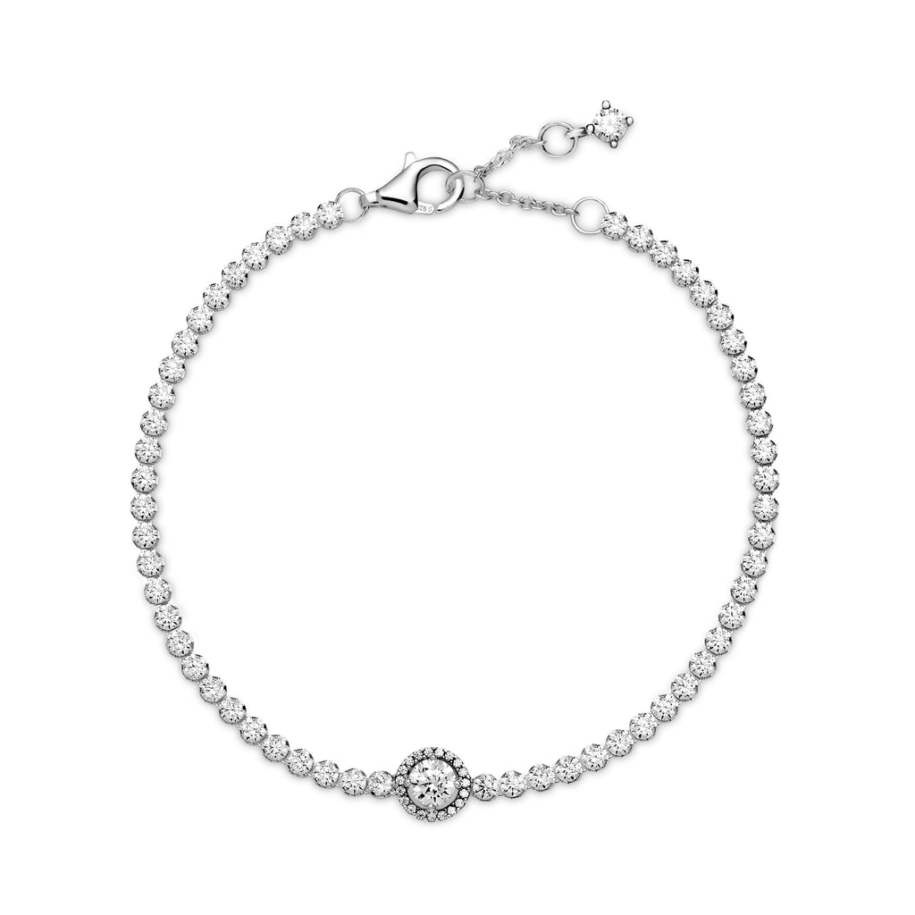 PANDORA Sparkling Halo Tennis Bracelet Cubic Zirconia Weddings Bracelets Chain Bracelet Jewelry Gift