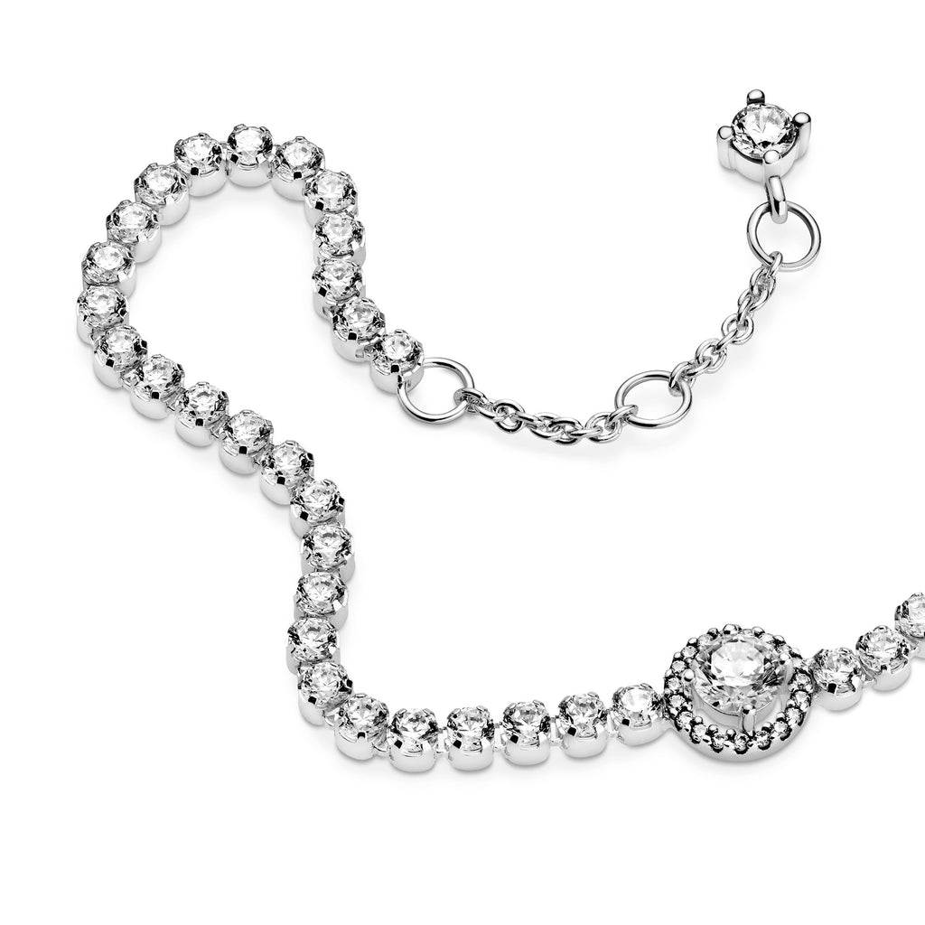 PANDORA Sparkling Halo Tennis Bracelet Cubic Zirconia Weddings Bracelets Chain Bracelet Jewelry Gift