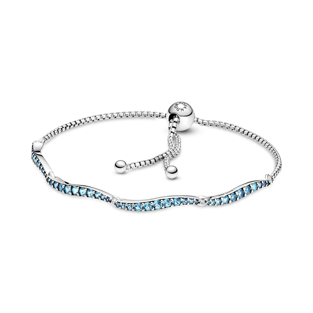 PANDORA Blue Wavy Slider Bracelet Sterling Silver Weddings Bracelets Chain Bracelet Jewelry Gift