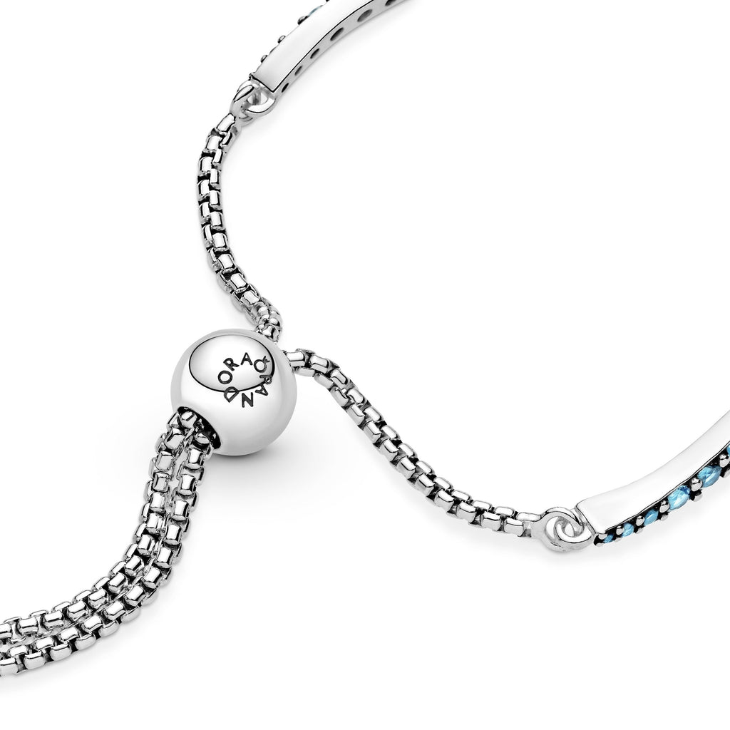 PANDORA Blue Wavy Slider Bracelet Sterling Silver Weddings Bracelets Chain Bracelet Jewelry Gift