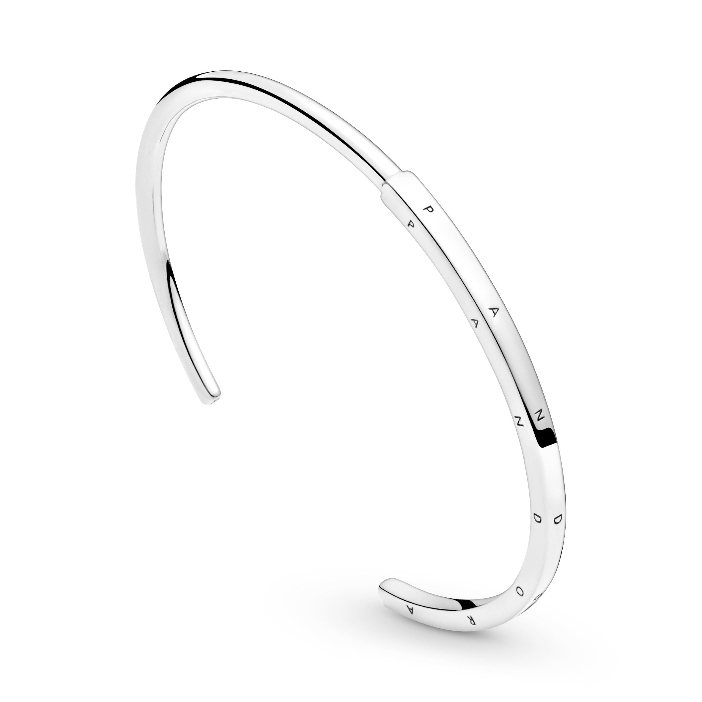 PANDORA Signature I-D Open Bangle Sterling Silver Bracelets Chain Bracelet Jewelry Gift