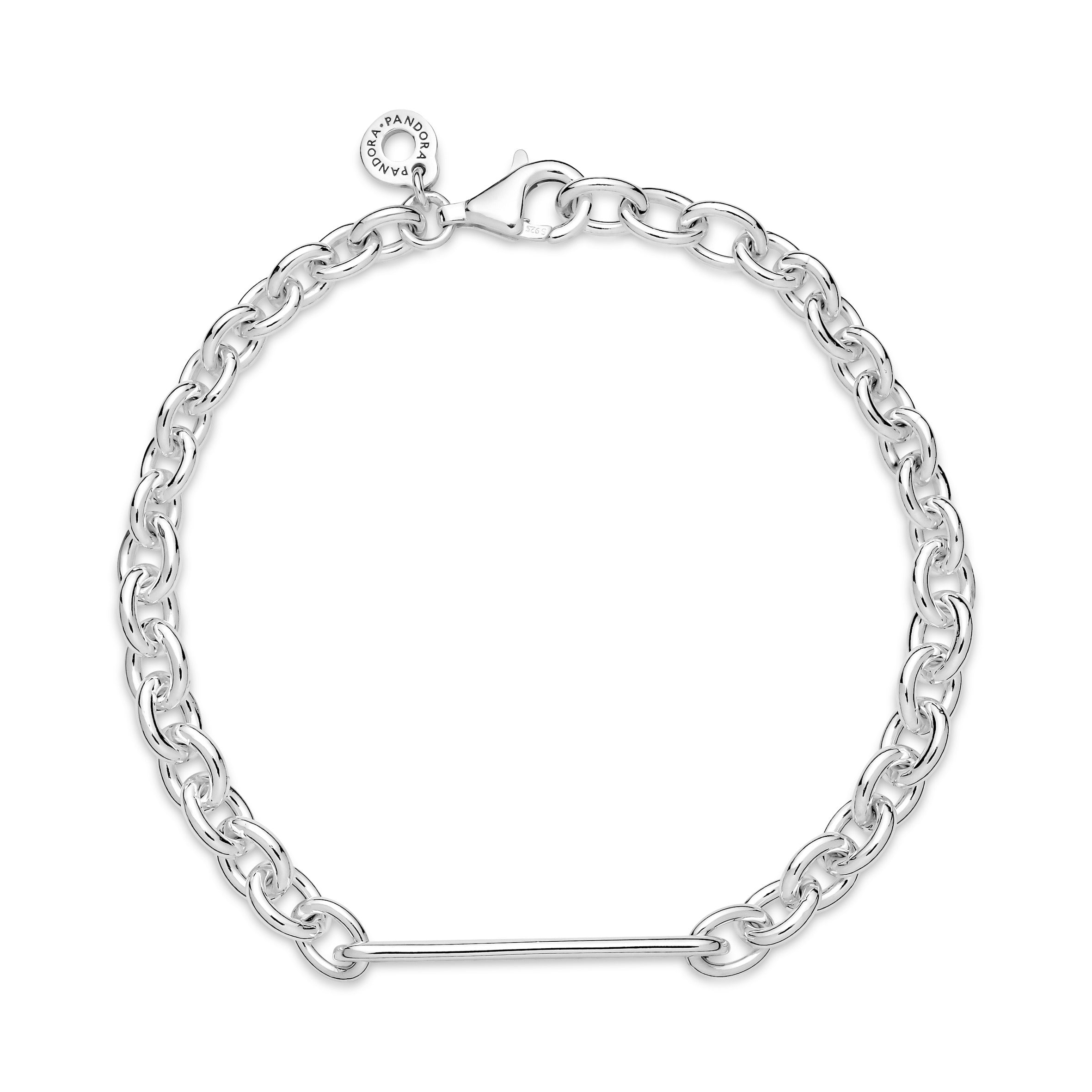 PANDORA Engravable Bar Link Bracelet Sterling Silver Bracelets Chain Bracelet Jewelry Gift
