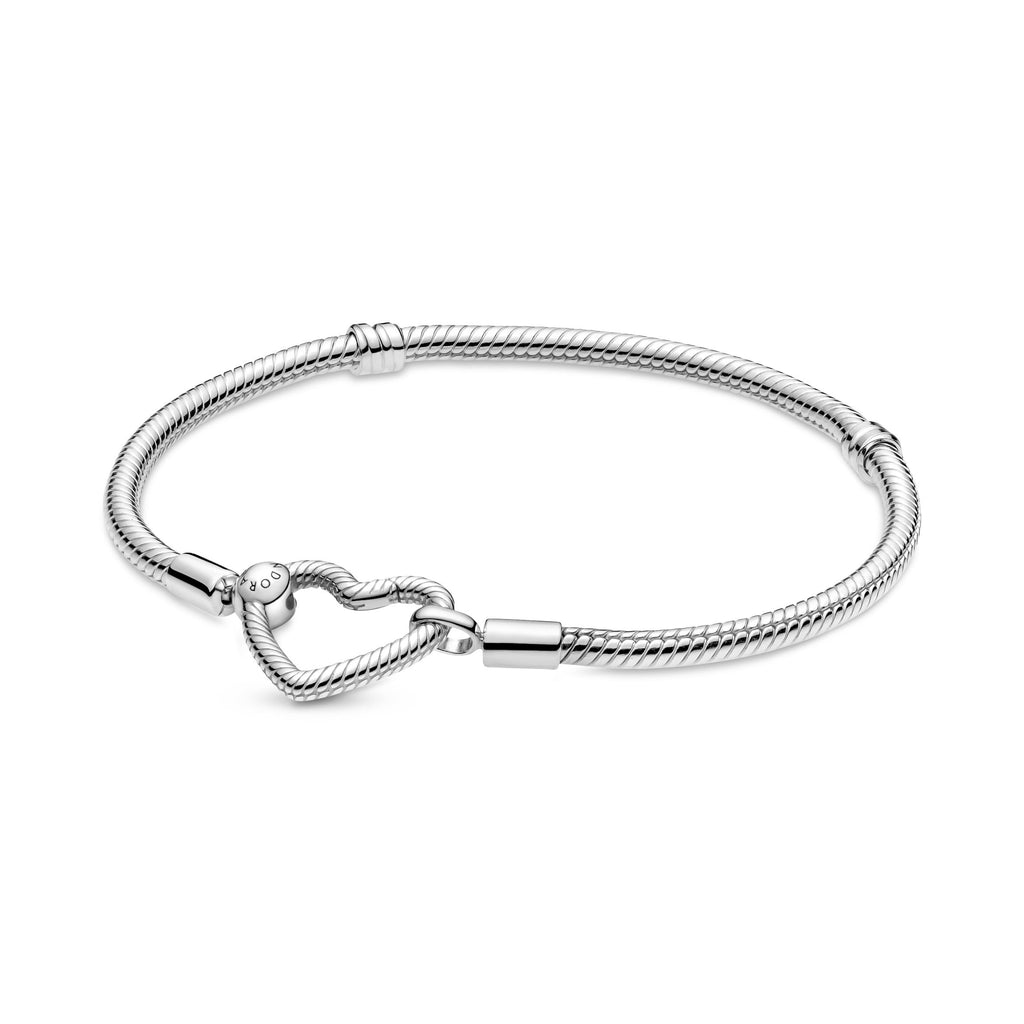 PANDORA Moments Heart Closure Snake Chain Bracelet Sterling Silver Bracelets Jewelry Gift