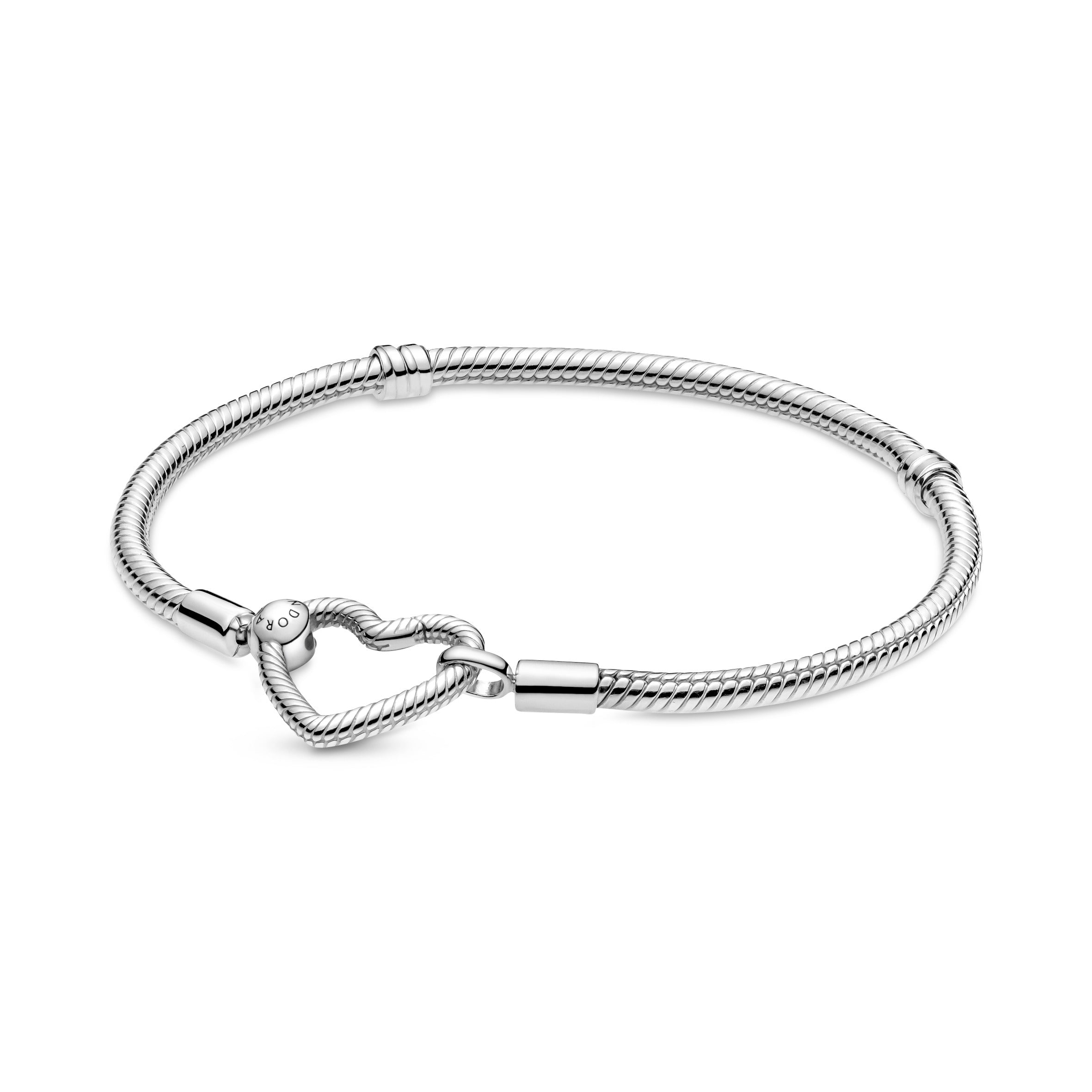 PANDORA Moments Heart Closure Snake Chain Bracelet Sterling Silver Bracelets Jewelry Gift