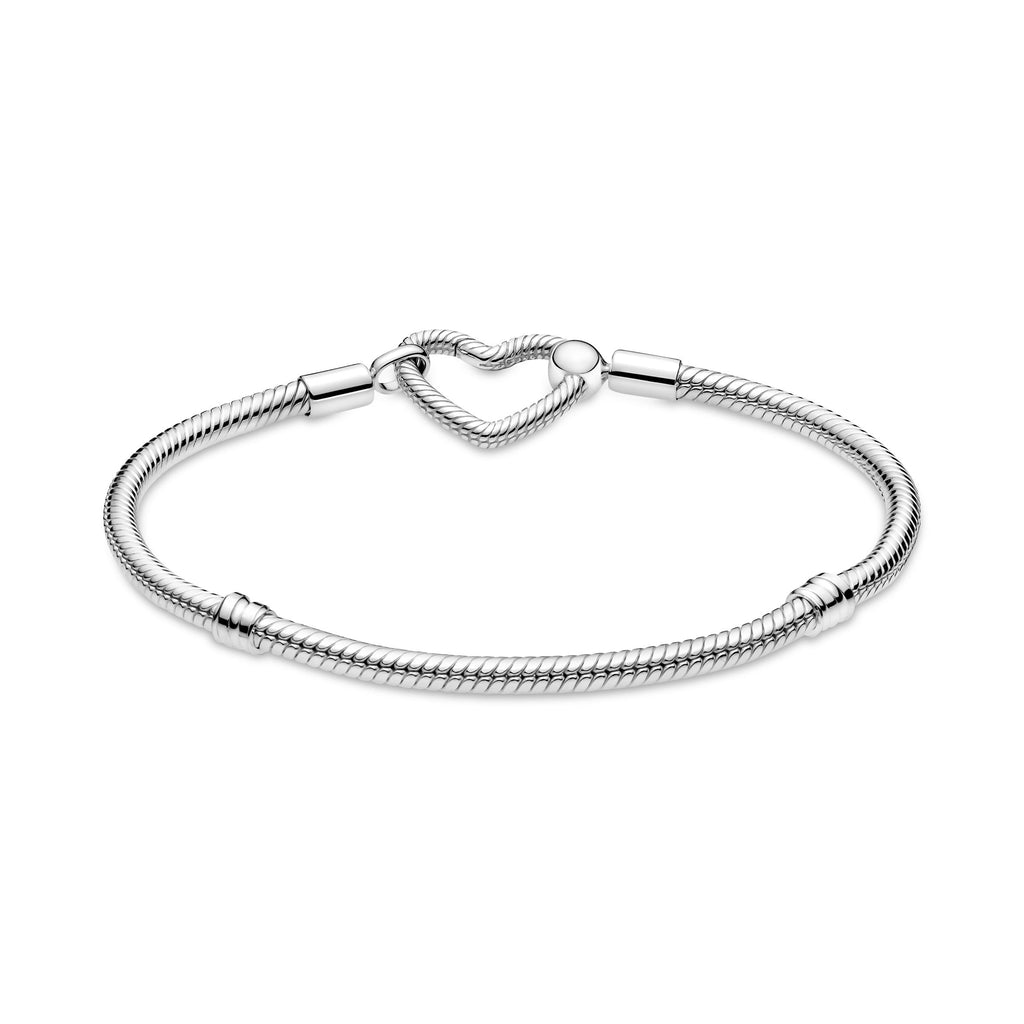 PANDORA Moments Heart Closure Snake Chain Bracelet Sterling Silver Bracelets Jewelry Gift