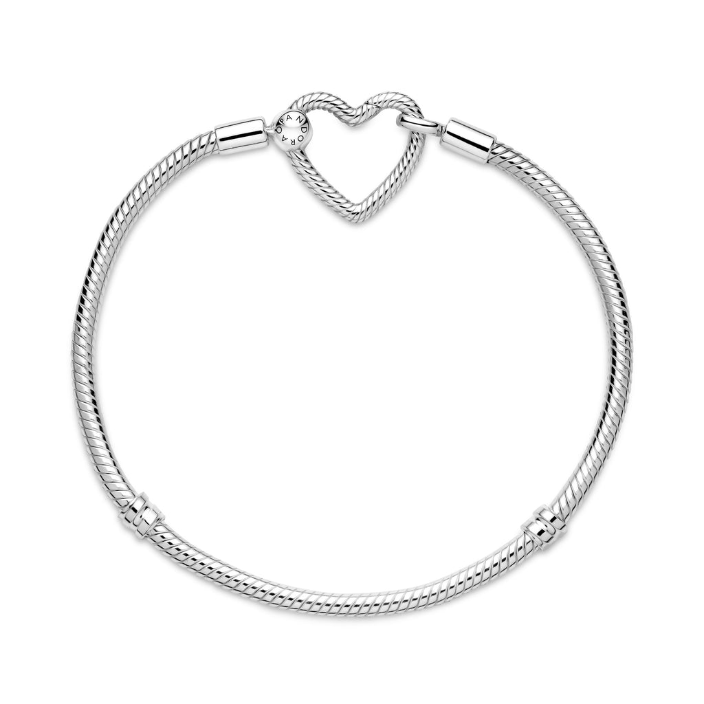 PANDORA Moments Heart Closure Snake Chain Bracelet Sterling Silver Bracelets Jewelry Gift
