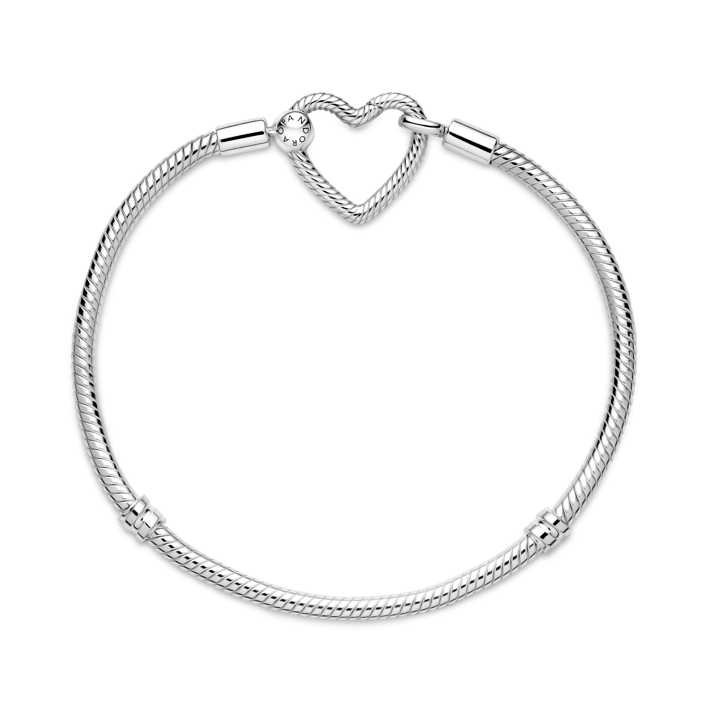 PANDORA Moments Heart Closure Snake Chain Bracelet Sterling Silver Bracelets Jewelry Gift