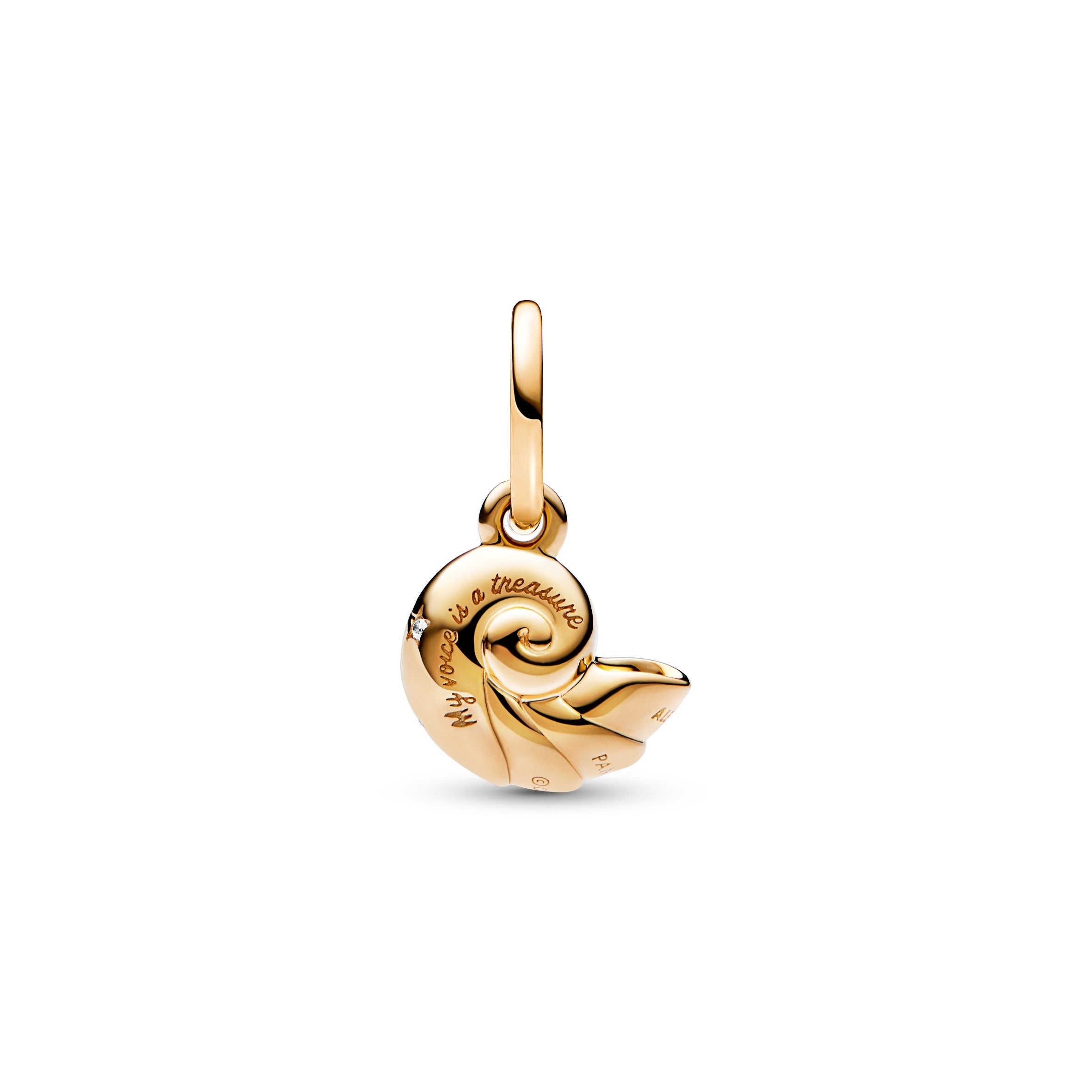 PANDORA Disney The Little Mermaid Enchanted Shell Dangle Charm 14K Gold Plated Unique Metal Blend Charms Bracelet Charm Jewelry Gift