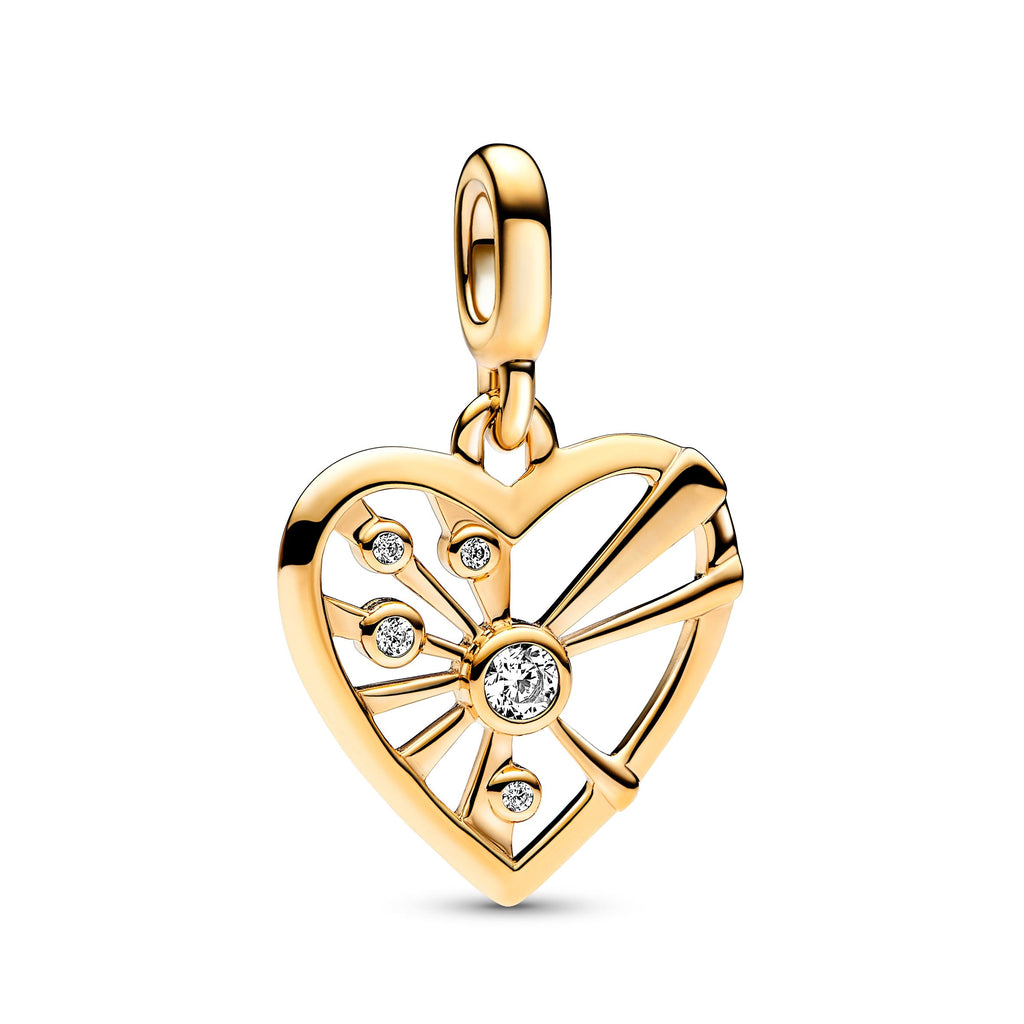 PANDORA ME Heart And Rays Medallion 14K Gold Plated Unique Metal Blend Charms Bracelet Charm Jewelry Gift
