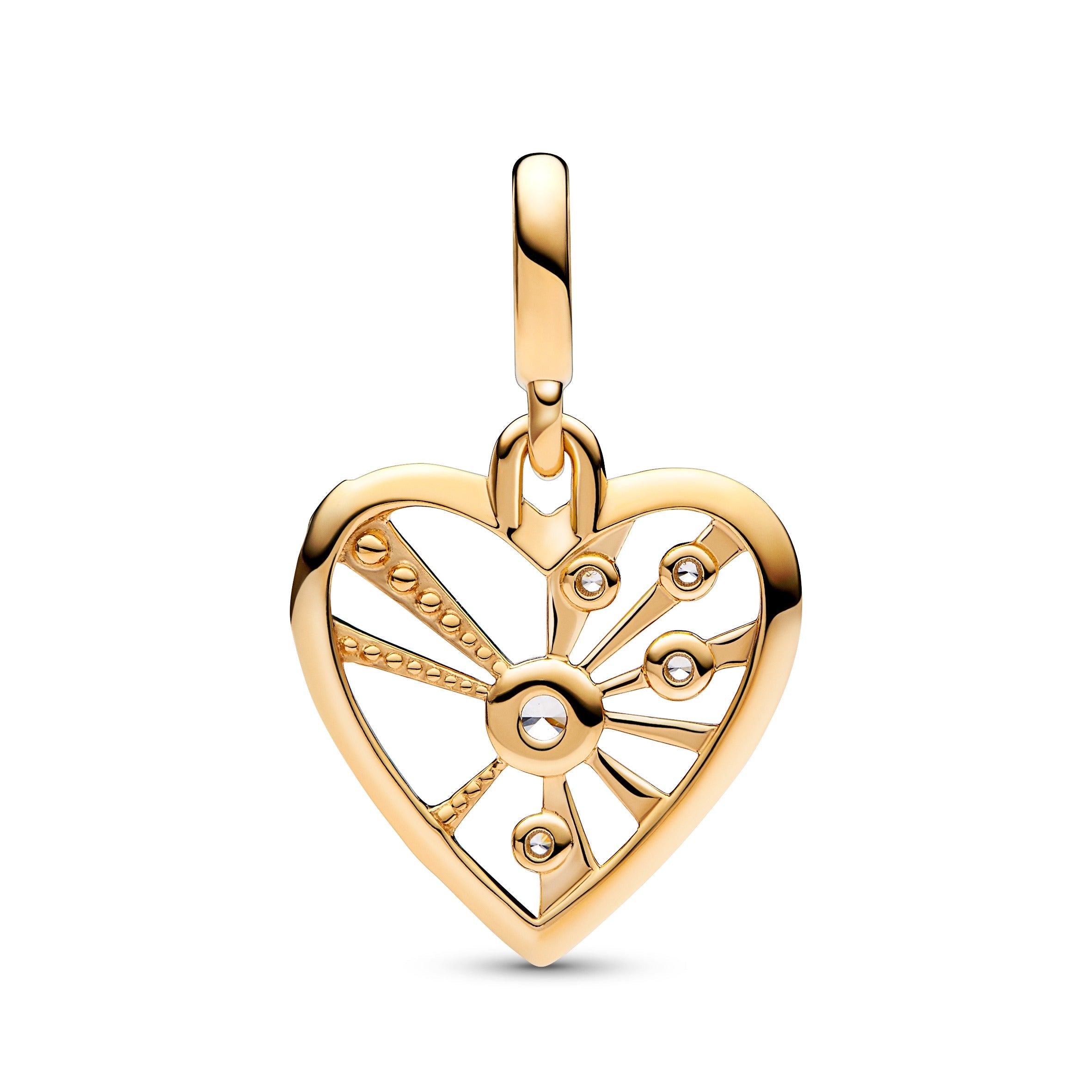 PANDORA ME Heart And Rays Medallion 14K Gold Plated Unique Metal Blend Charms Bracelet Charm Jewelry Gift